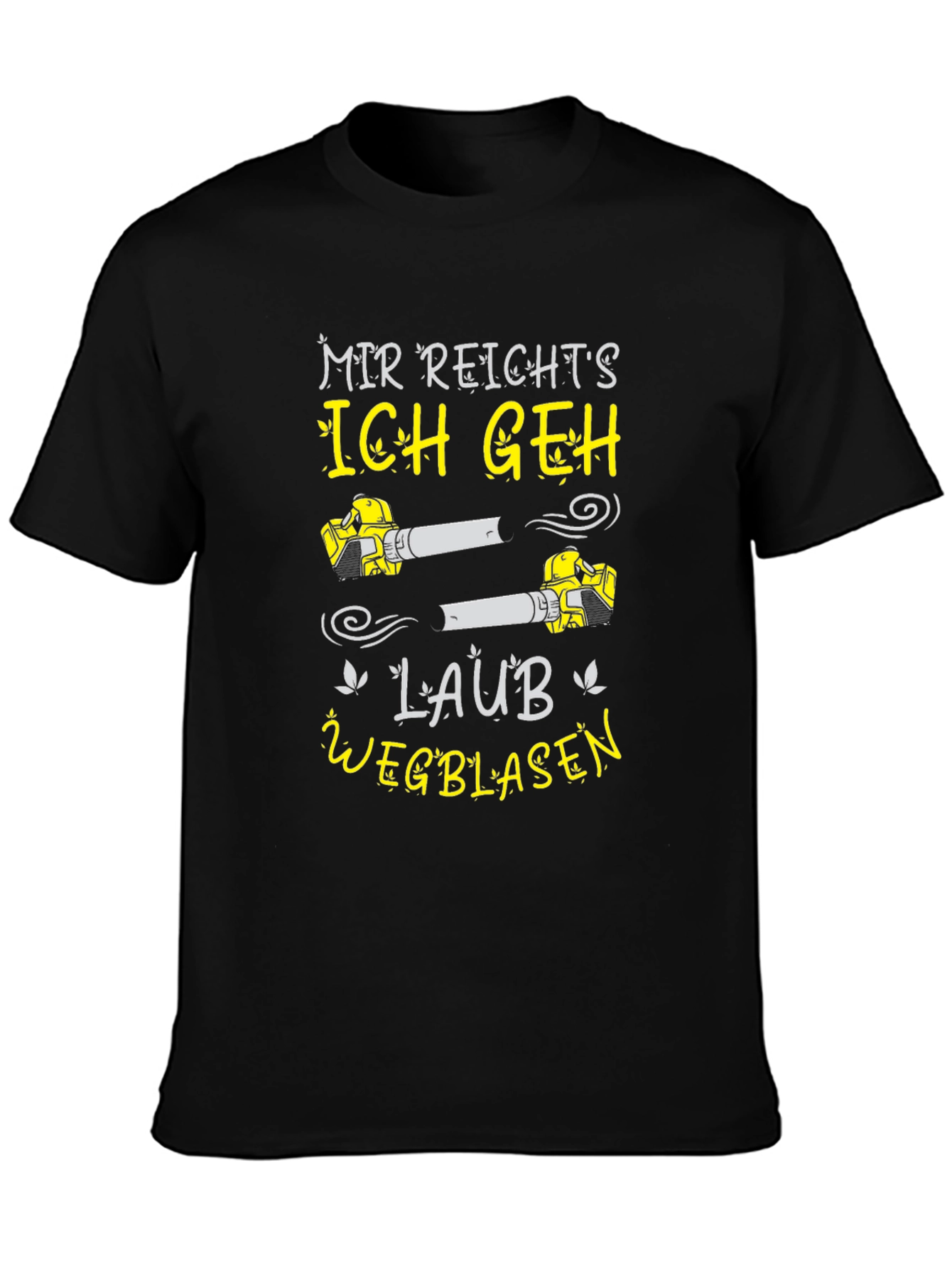 Black Funny German Leaf Blower T-Shirt view 3