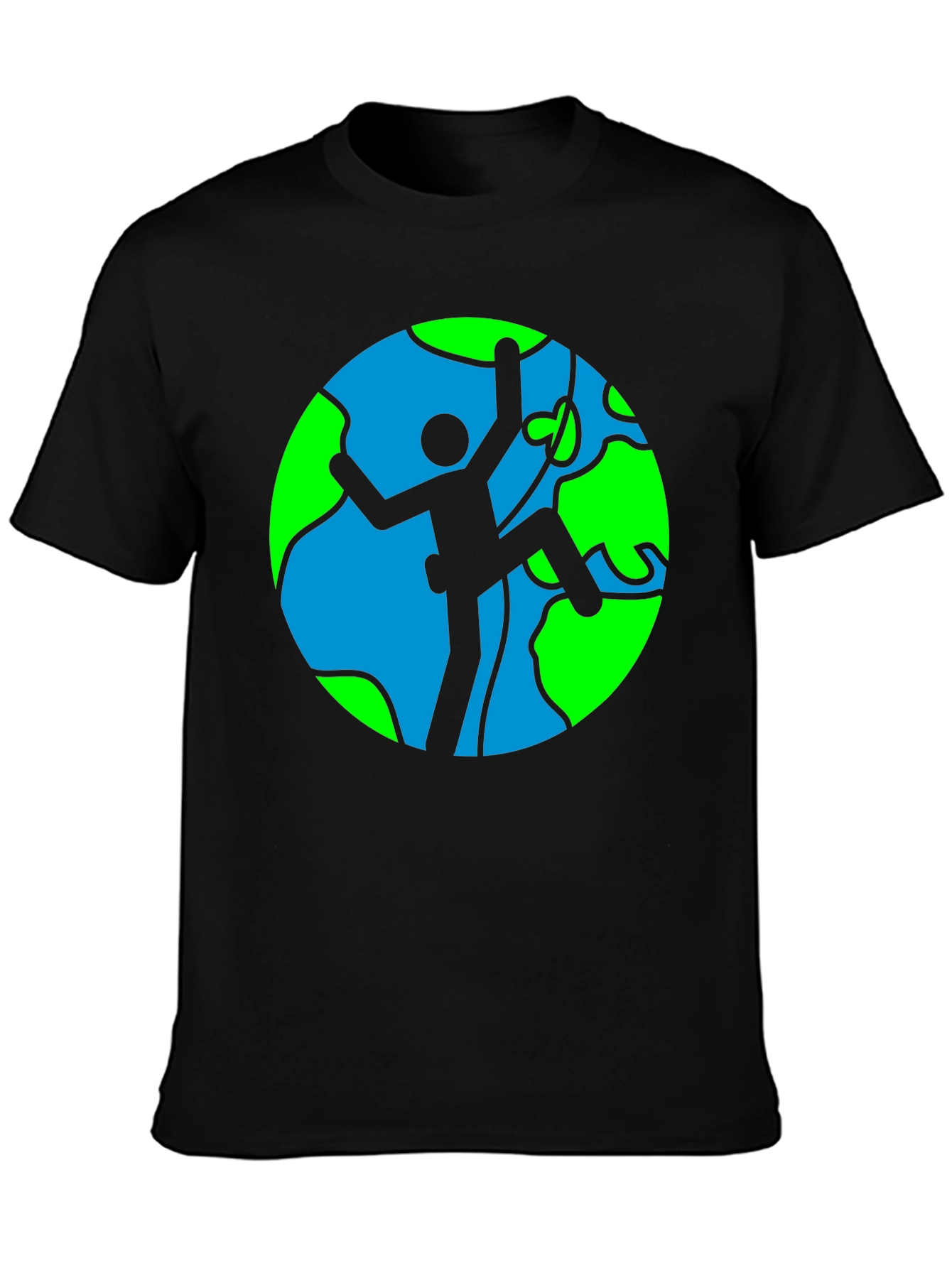 Black Climber Earth Graphic Tee - Black Cotton T-Shirt view 3