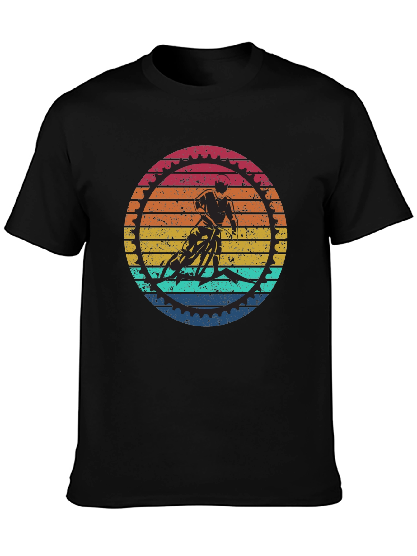 Black Retro Cycling Graphic T-Shirt - Black view 3