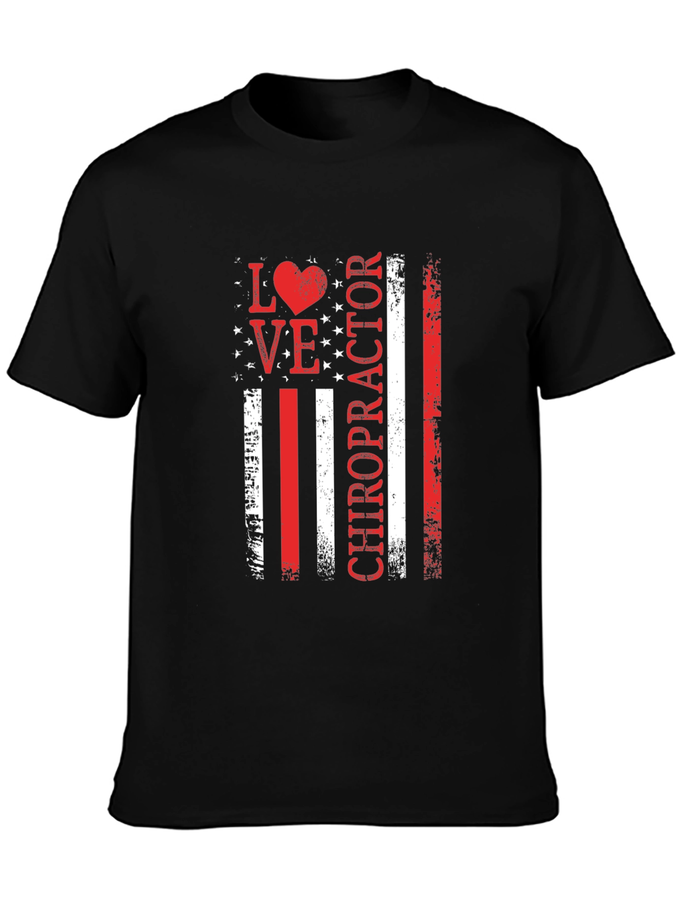Black Love Chiropractor American Flag Style T-Shirt view 3