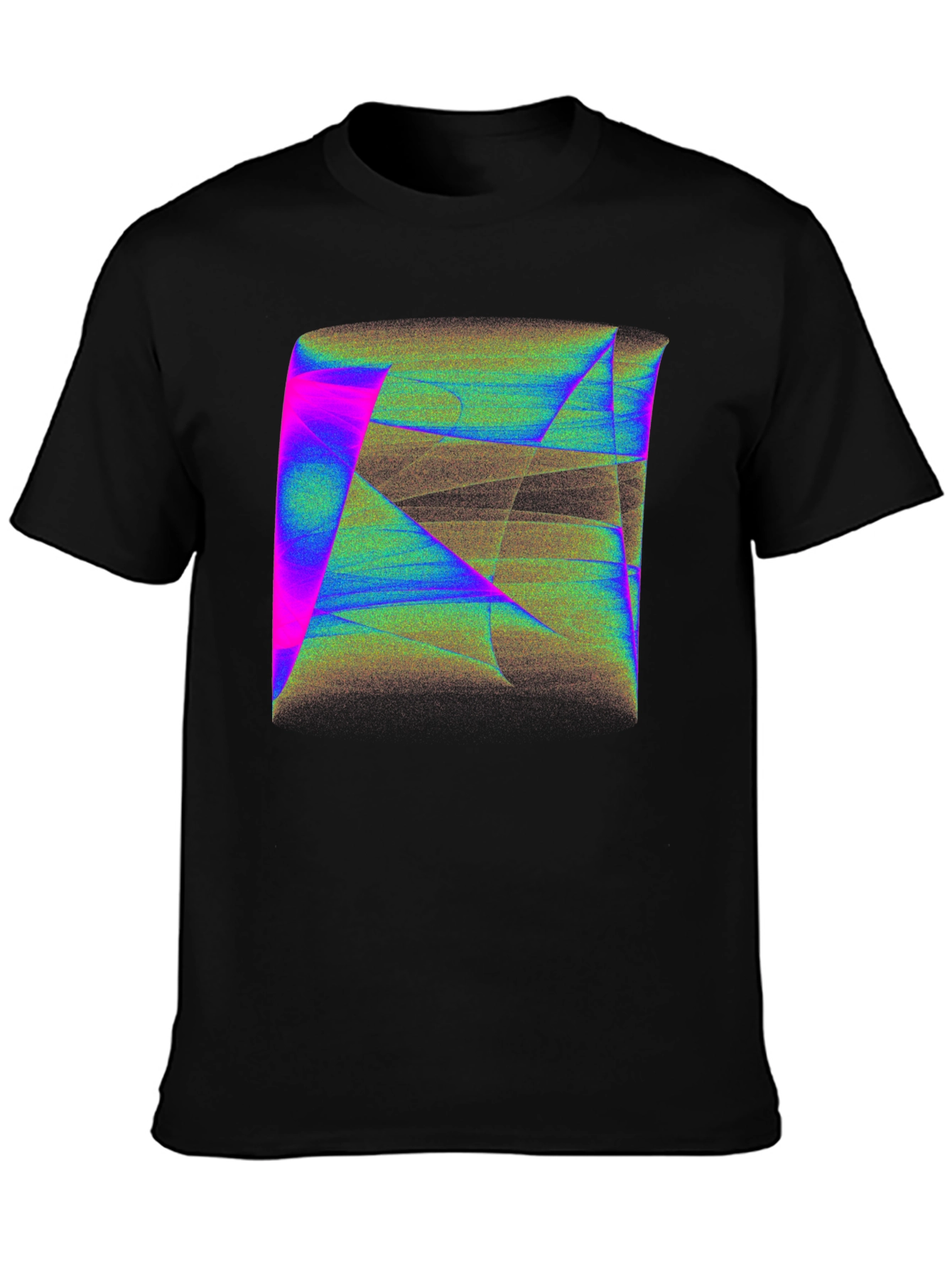 Black Abstract Geometric Art Men's Black T-Shirt view 3