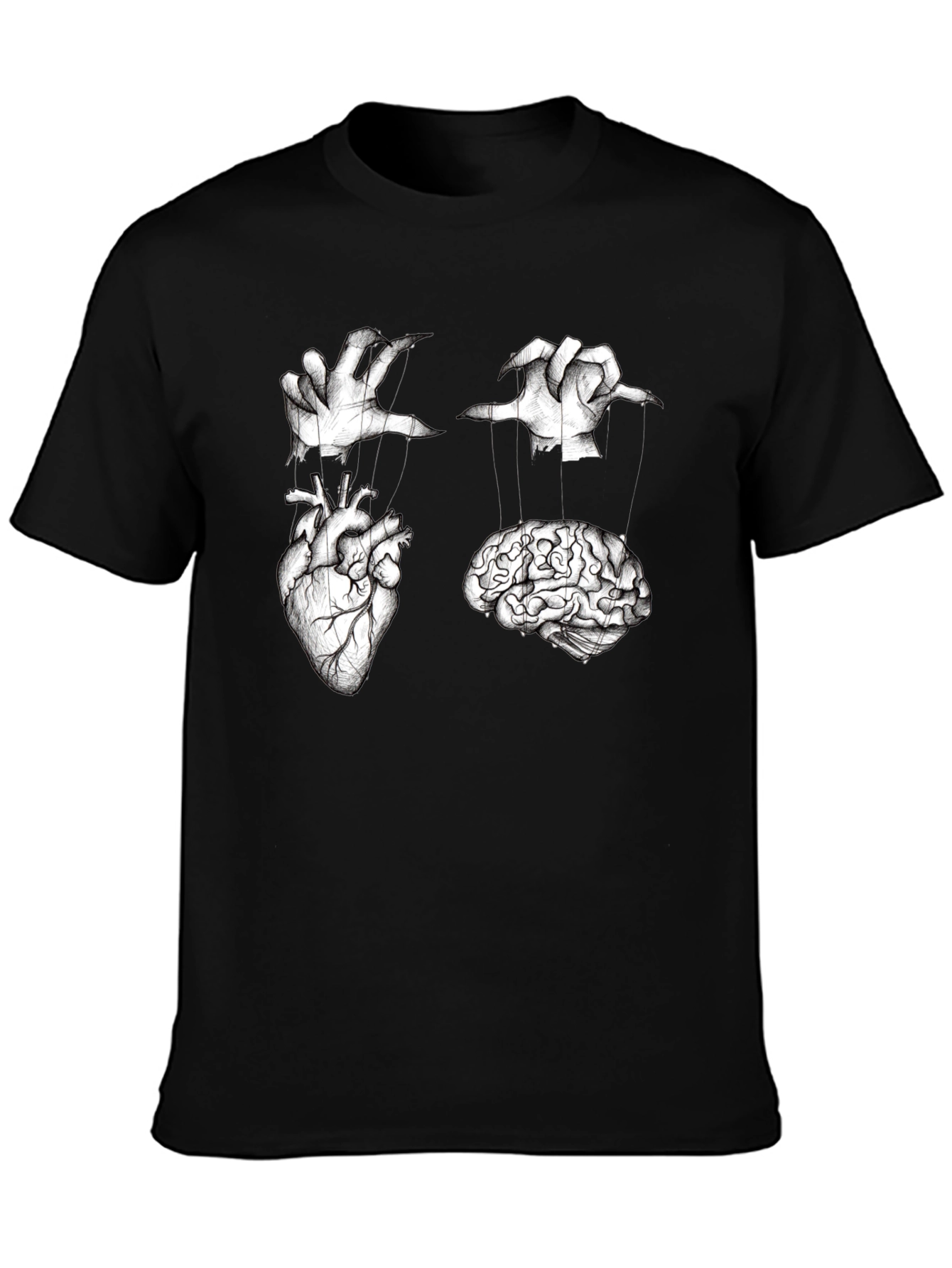 Black Brain & Heart Marionette T-Shirt view 3