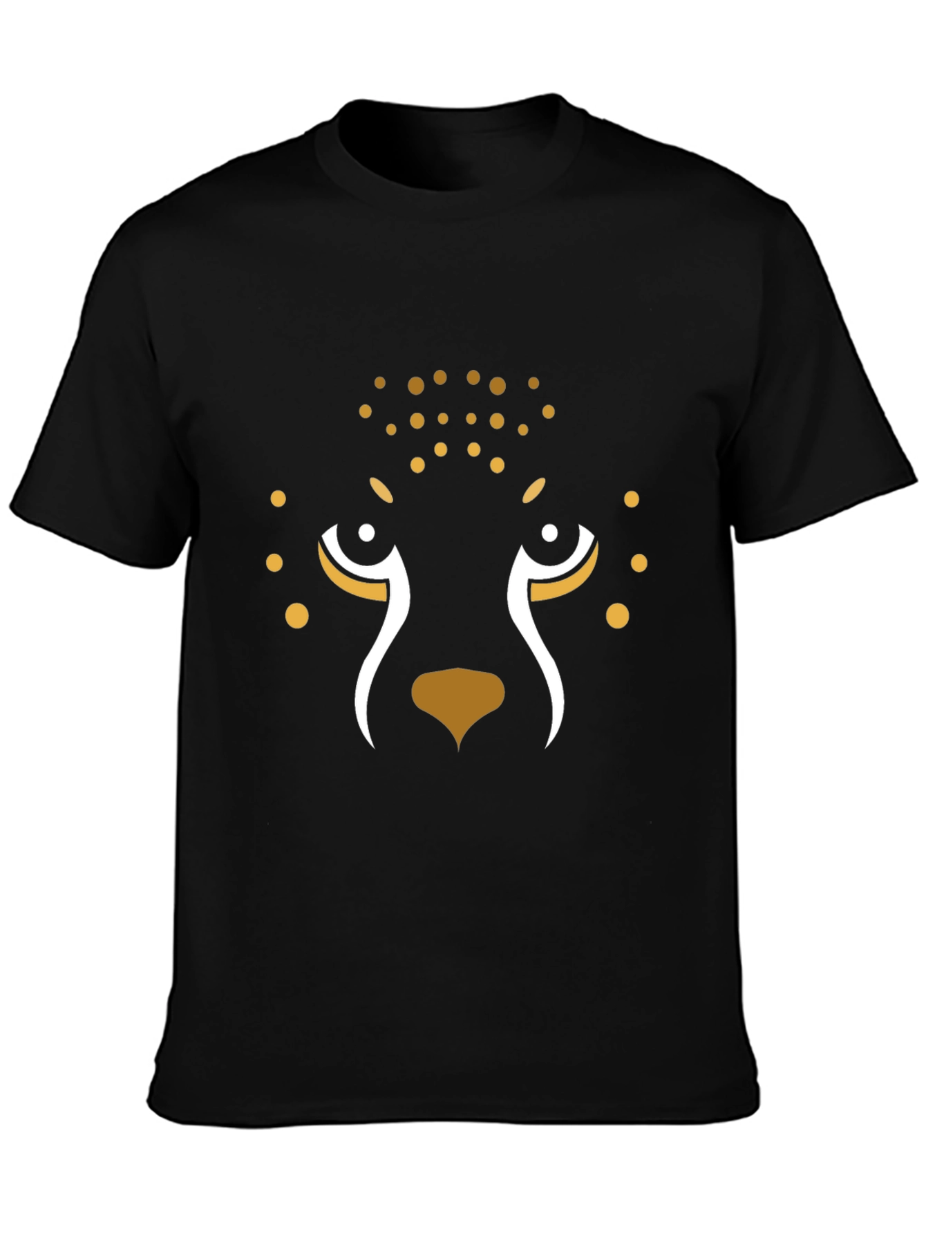 Black Stylish Black Cheetah Face T-Shirt view 3