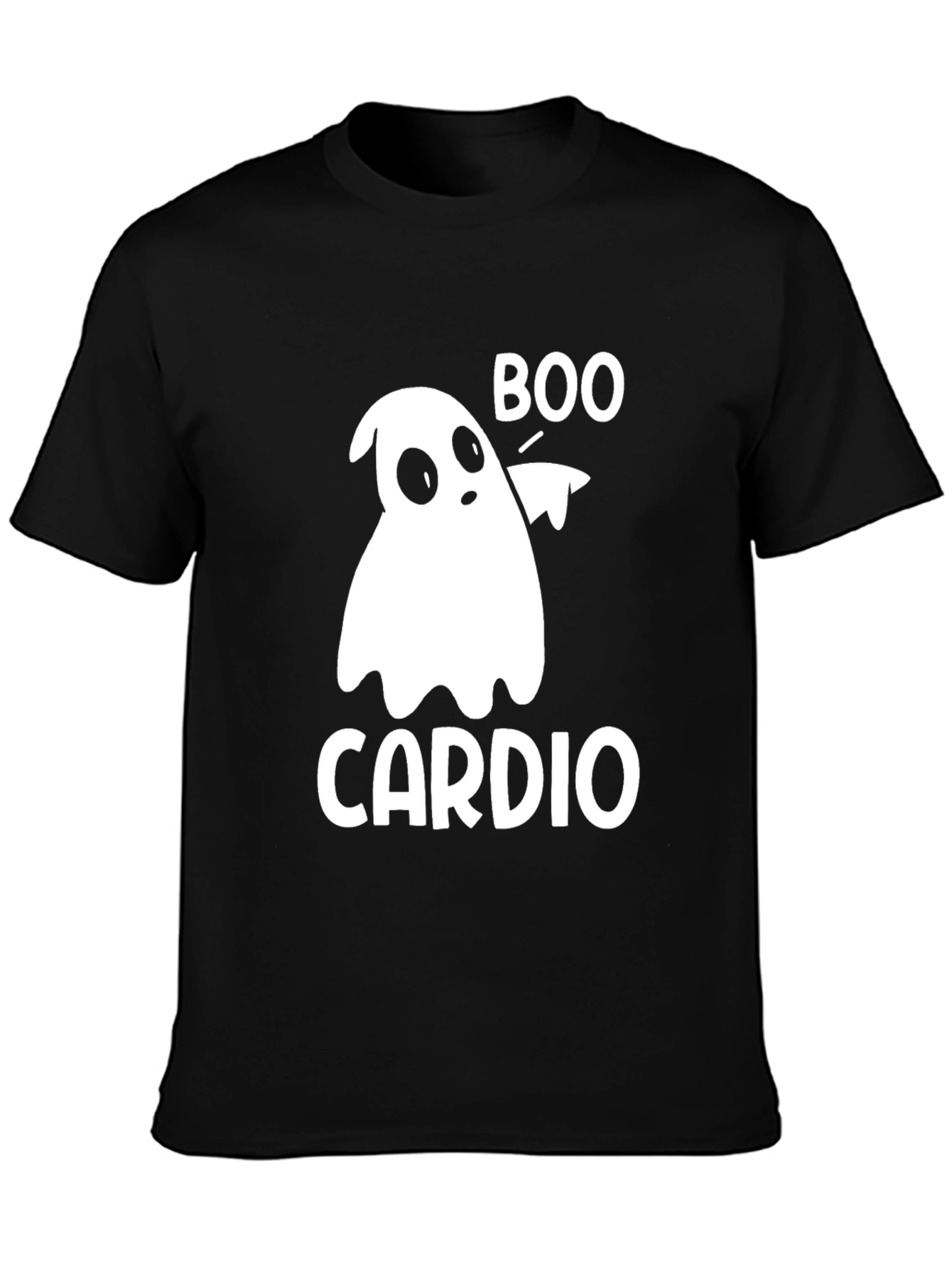Black Boo Cardio Ghost T-Shirt - Funny Halloween Workout Tee view 3
