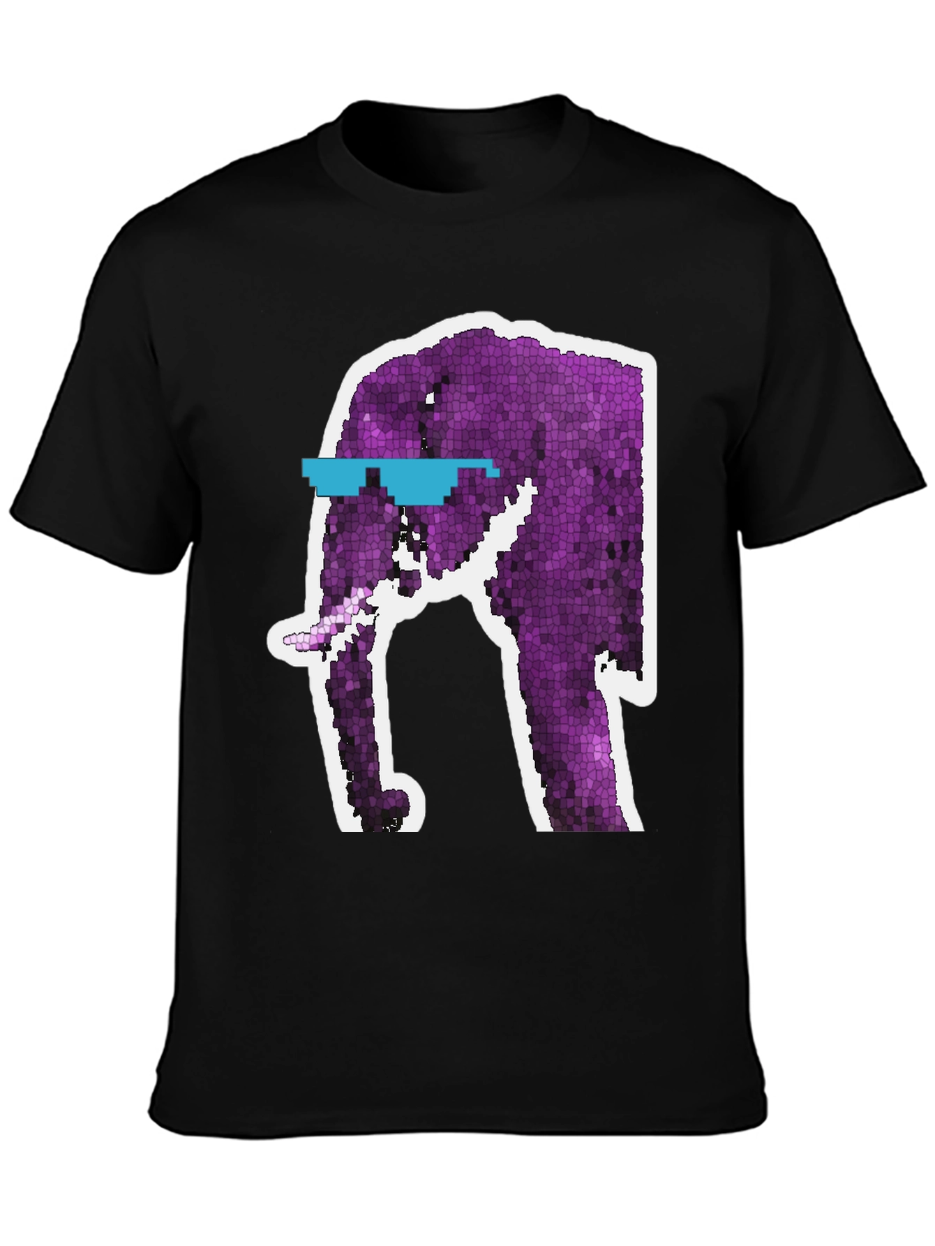 Black Cool Elephant Graphic Tee - Black Cotton T-Shirt view 3