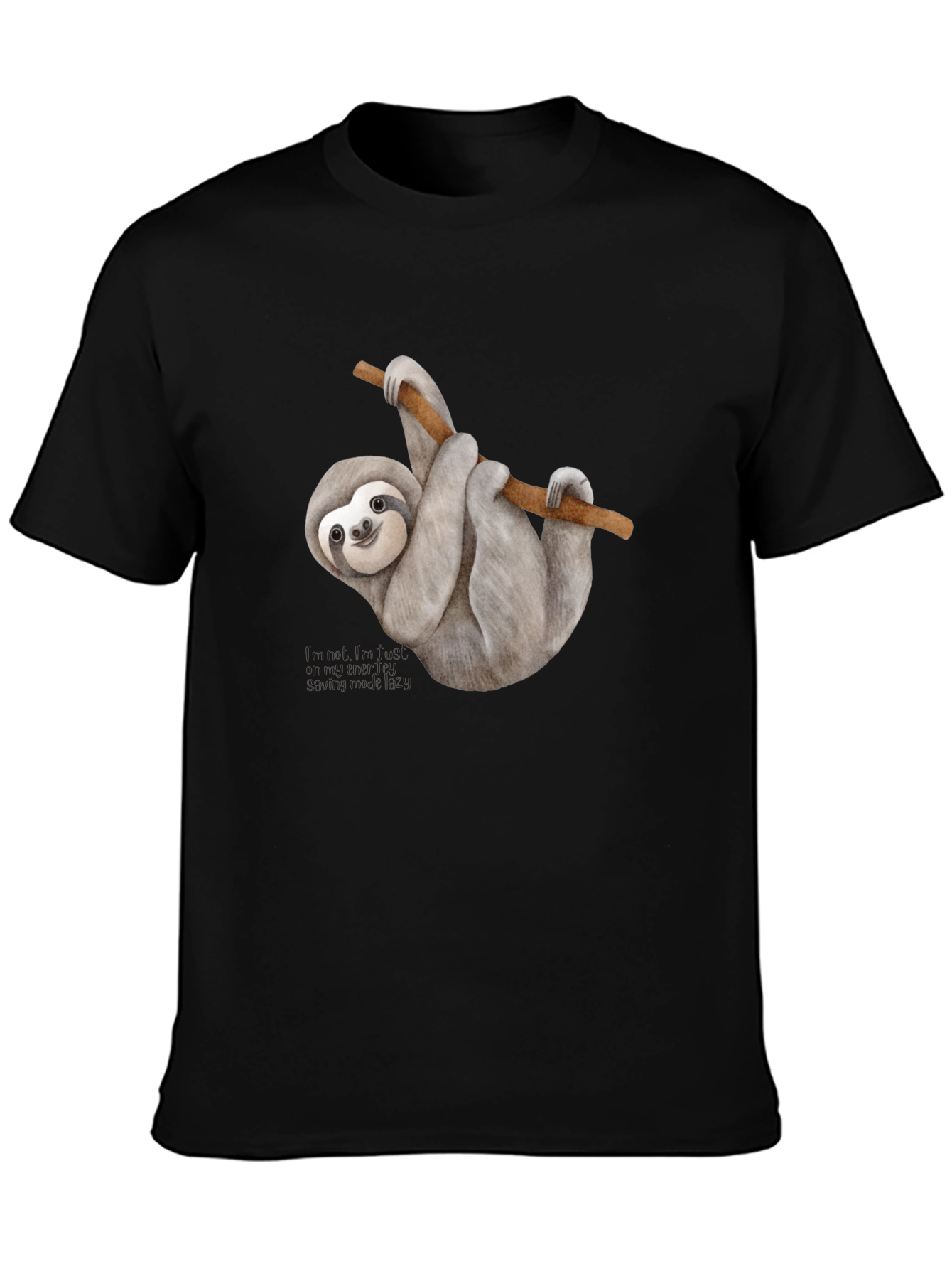 Black Sloth Graphic T-Shirt - Black Crew Neck Tee view 3