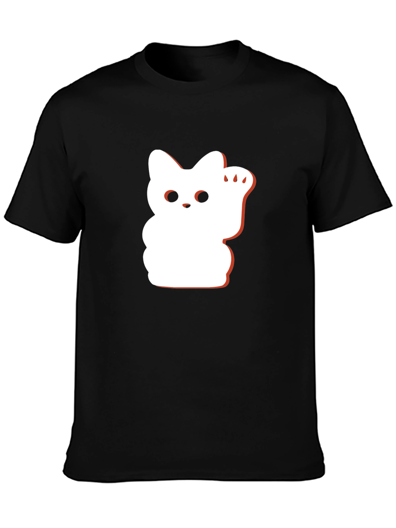 Black Lucky Cat Graphic Tee - Black Cotton Blend view 3