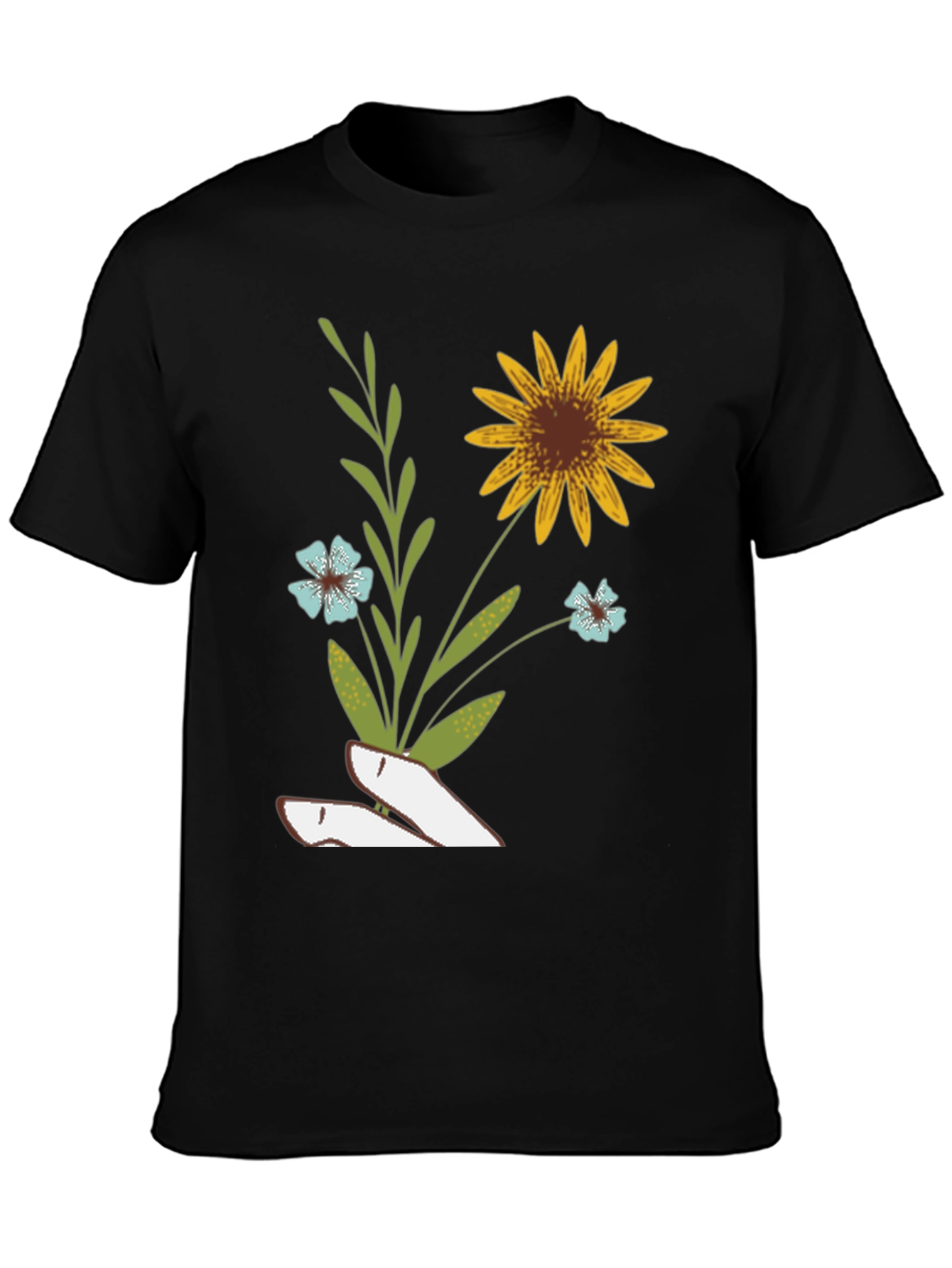 Black Floral Graphic Print T-Shirt - Black view 3