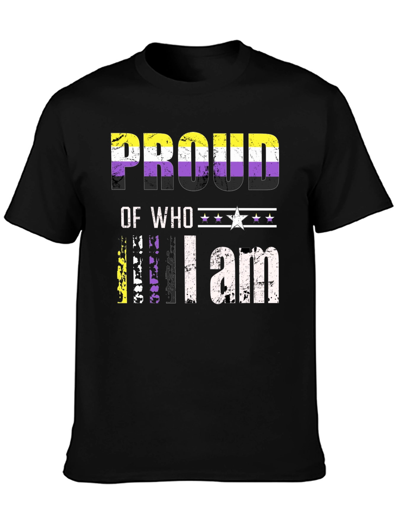 Black Proud of Who I am Nonbinary T-Shirt view 3