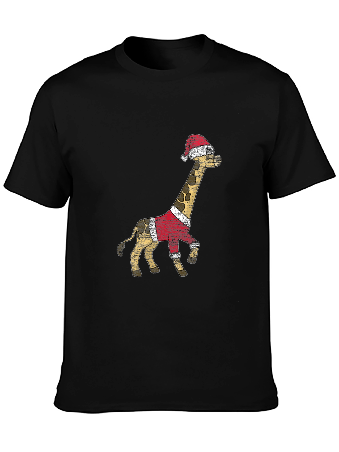 Black Festive Giraffe T-Shirt - Holiday Style view 3