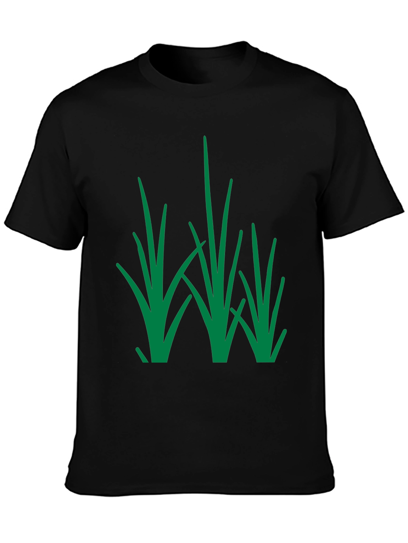 Black Green Grass Design Black T-Shirt view 3