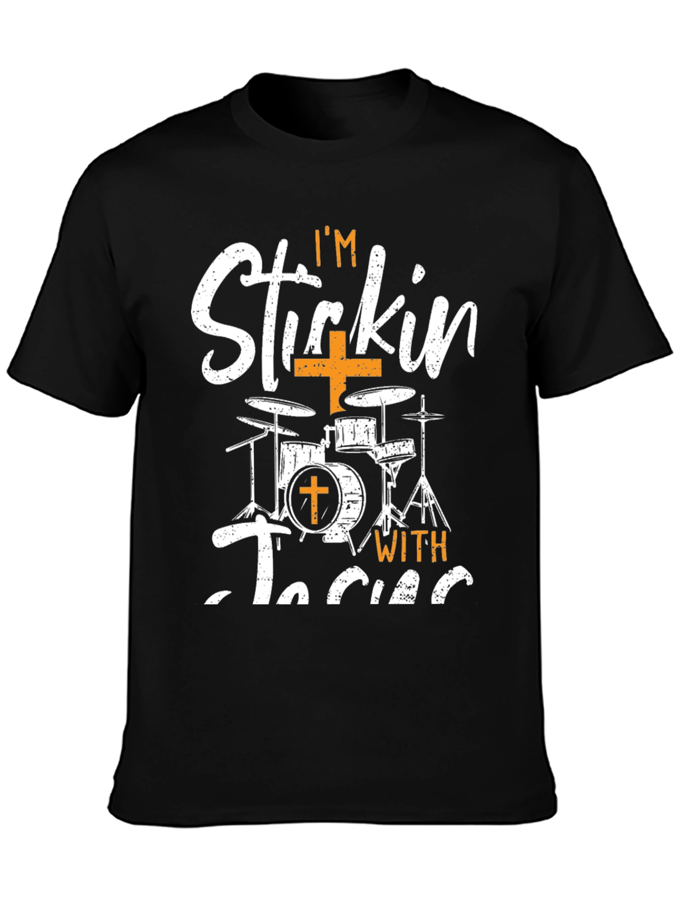 Black Stickin' with Jesus Drummer Christian T-Shirt view 3