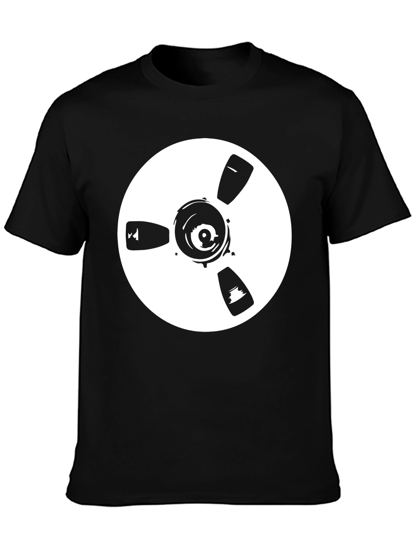 Black Retro Reel-to-Reel Record T-Shirt view 3