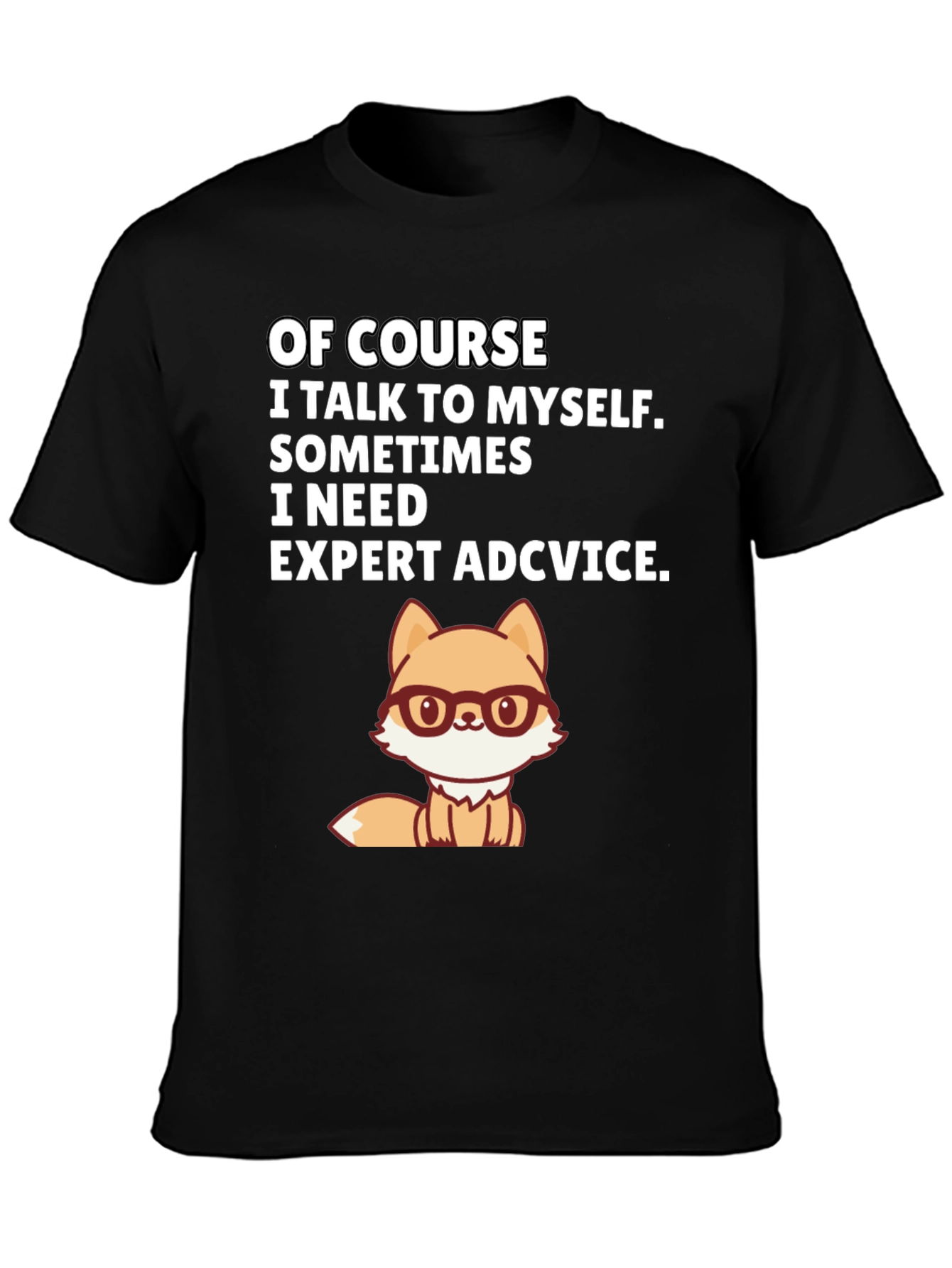 Black Funny Fox Expert Advice Graphic Tee view 3