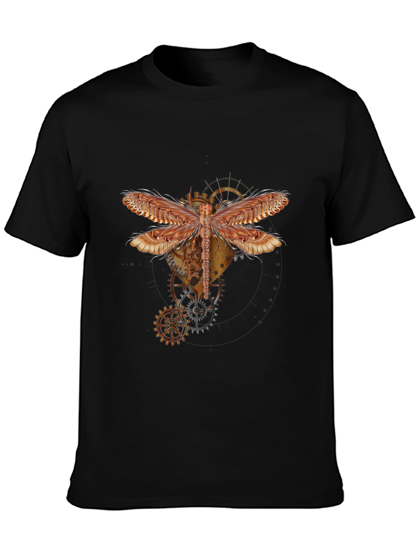 Black Steampunk Dragonfly Graphic Tee - Unique Design view 3