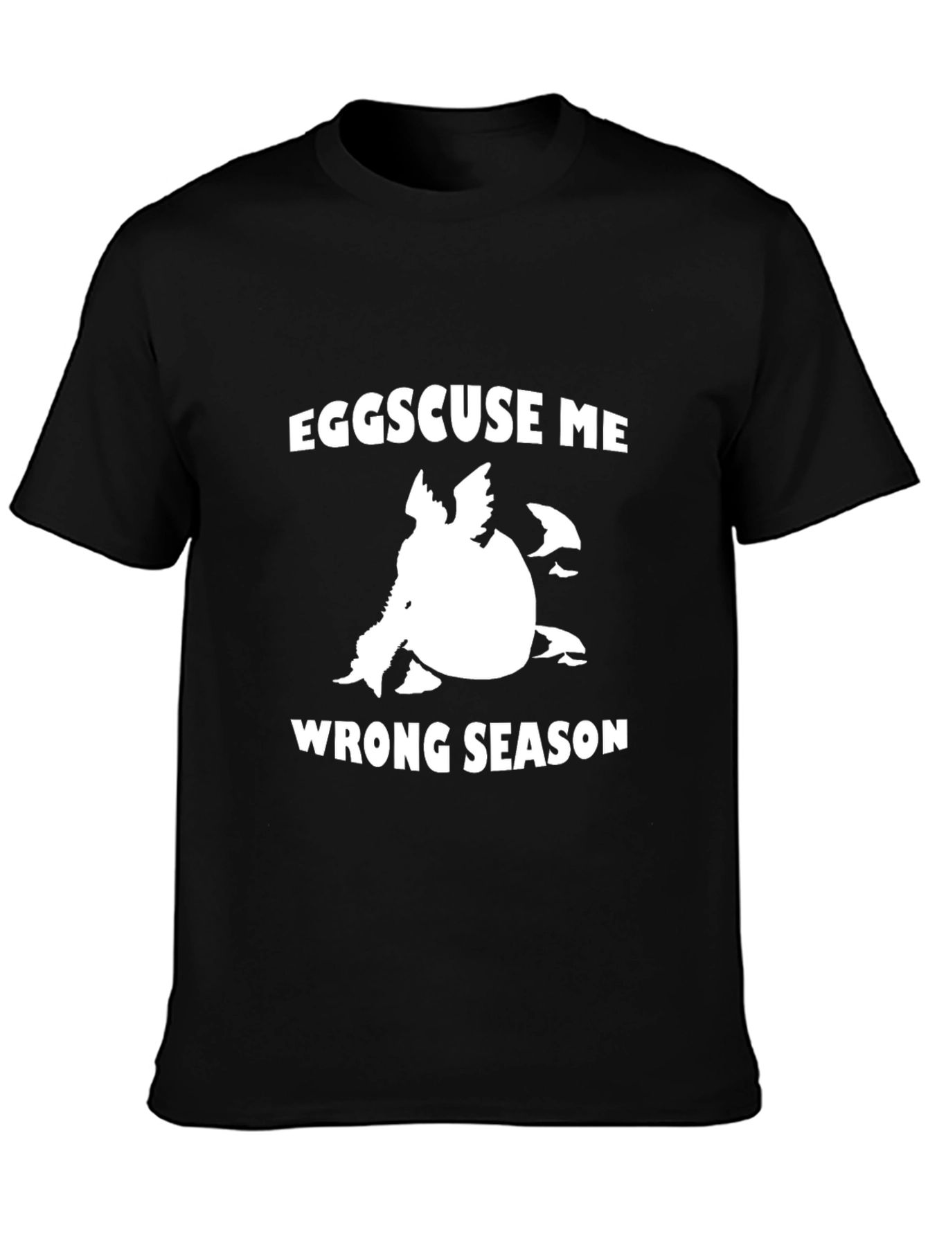 Black Eggscuse Me Wrong Season Black Graphic Tee view 3