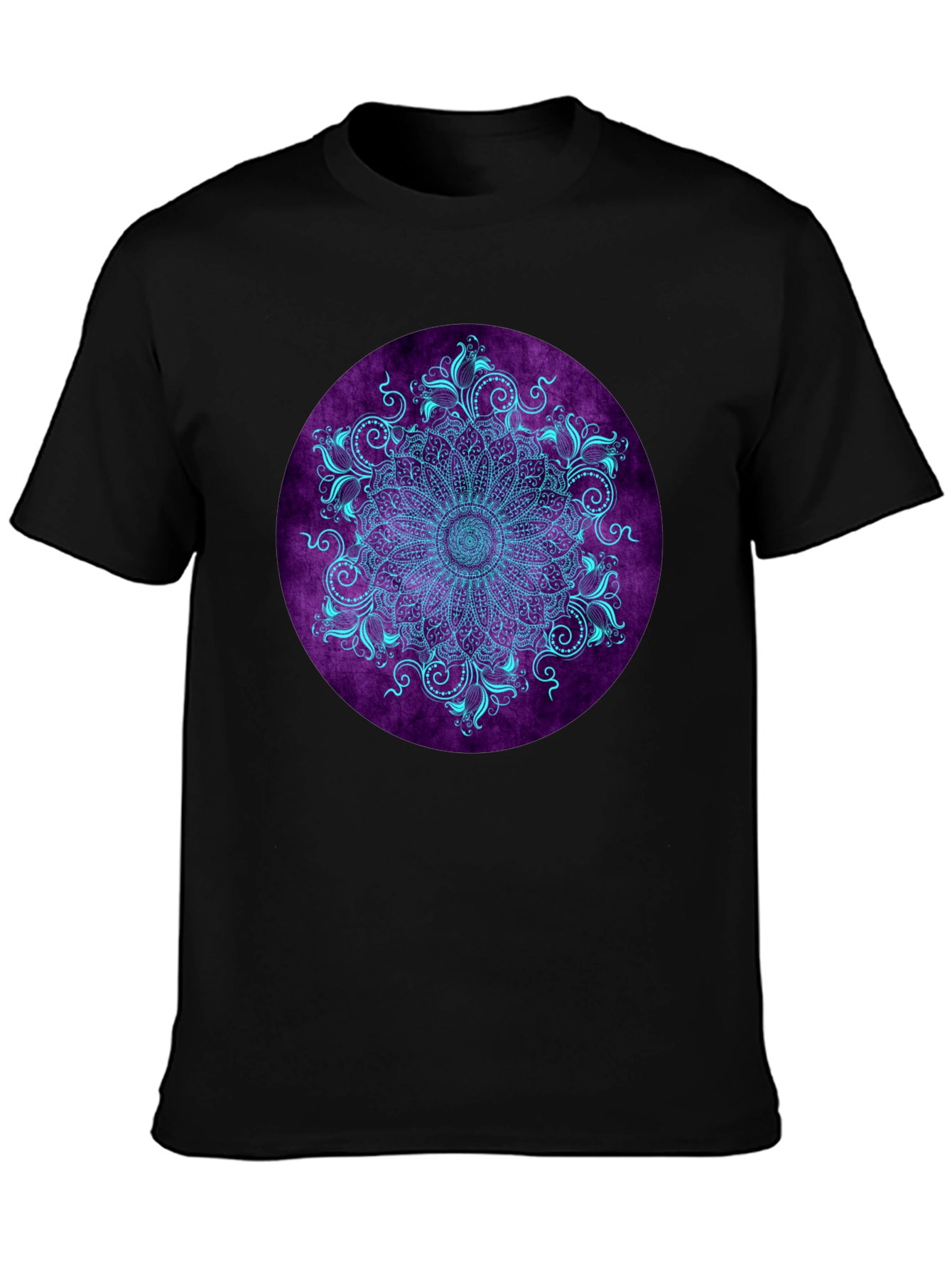 Black Mandala Print Black T-Shirt view 3
