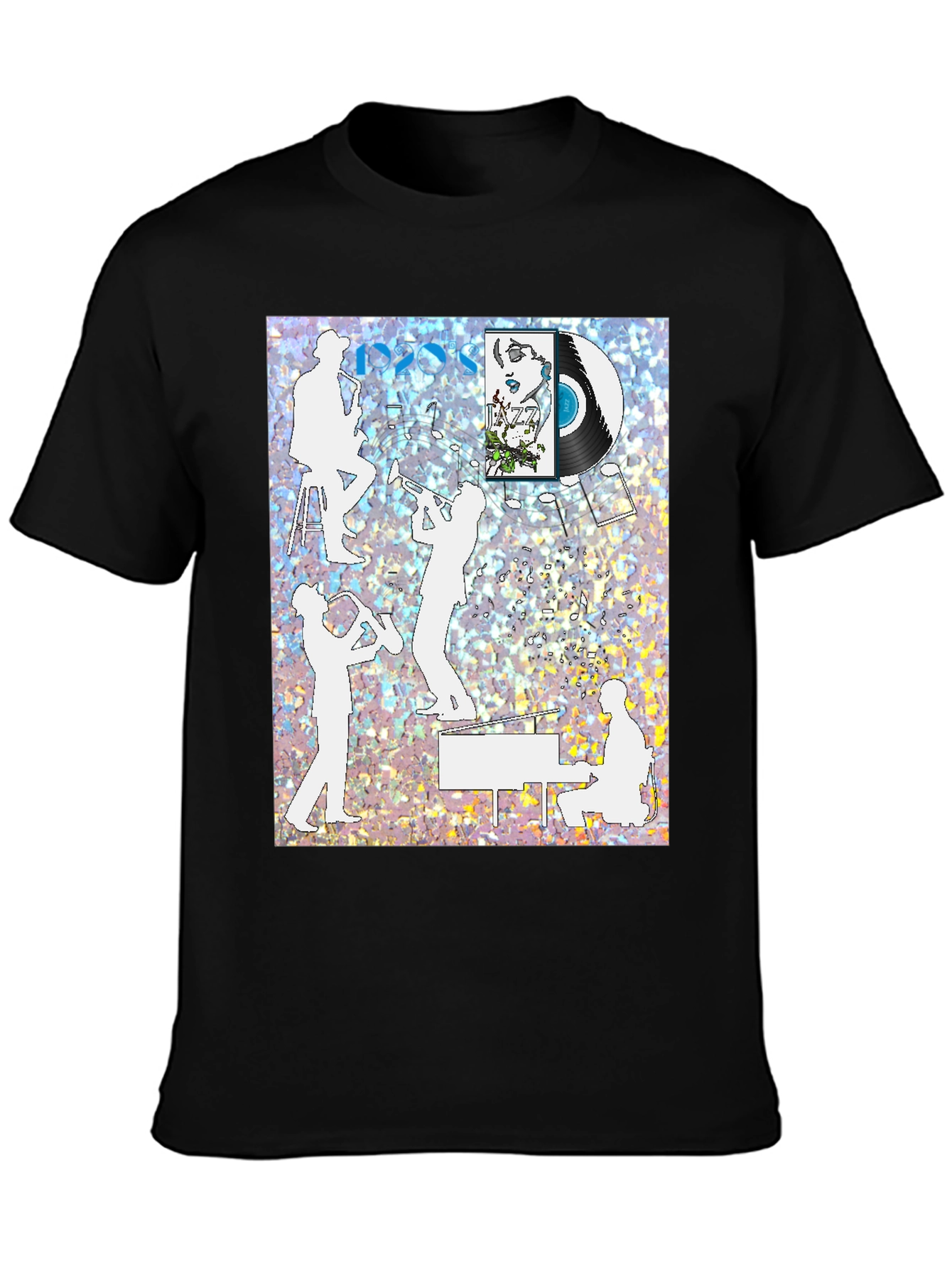 Black Jazz Music T-Shirt - Vintage Style view 3