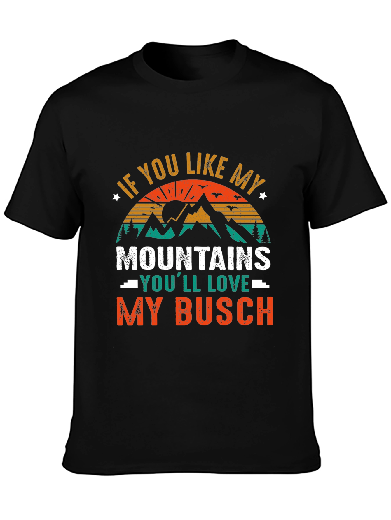 Black Mountains Busch T-Shirt - Funny Outdoors Graphic Tee view 3