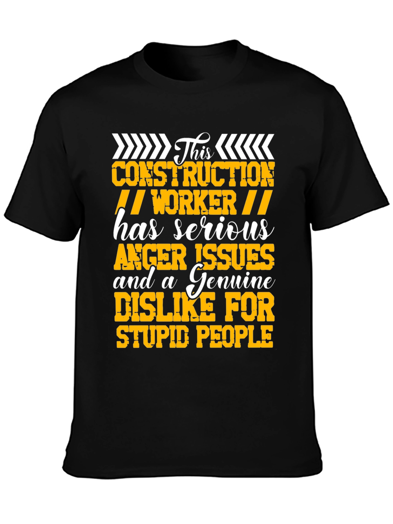 Black Construction Worker Serious Anger Issues Graphic Tee view 3