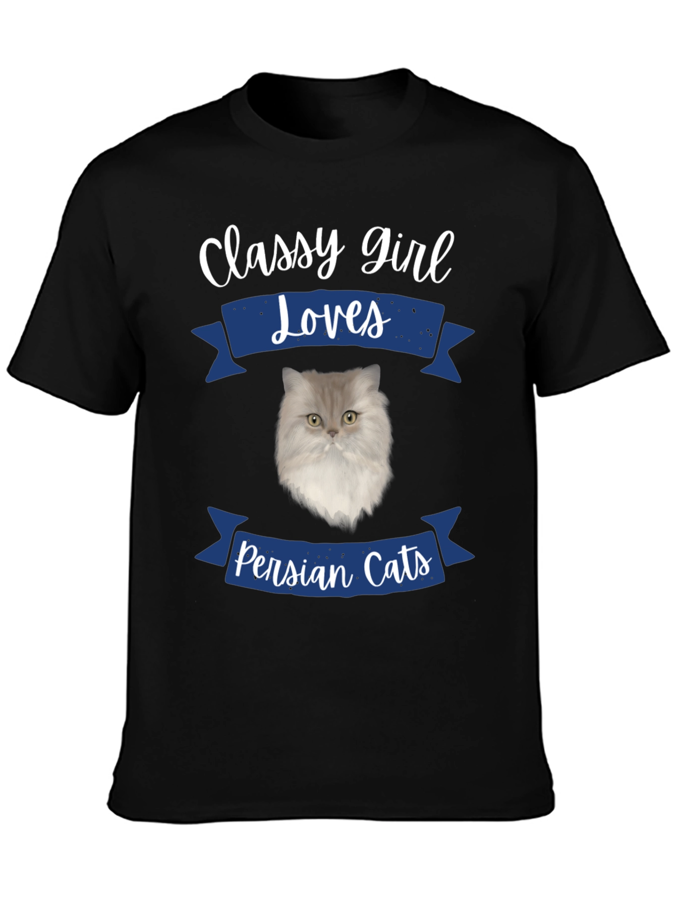 Black Classy Girl Loves Persian Cats T-Shirt view 3