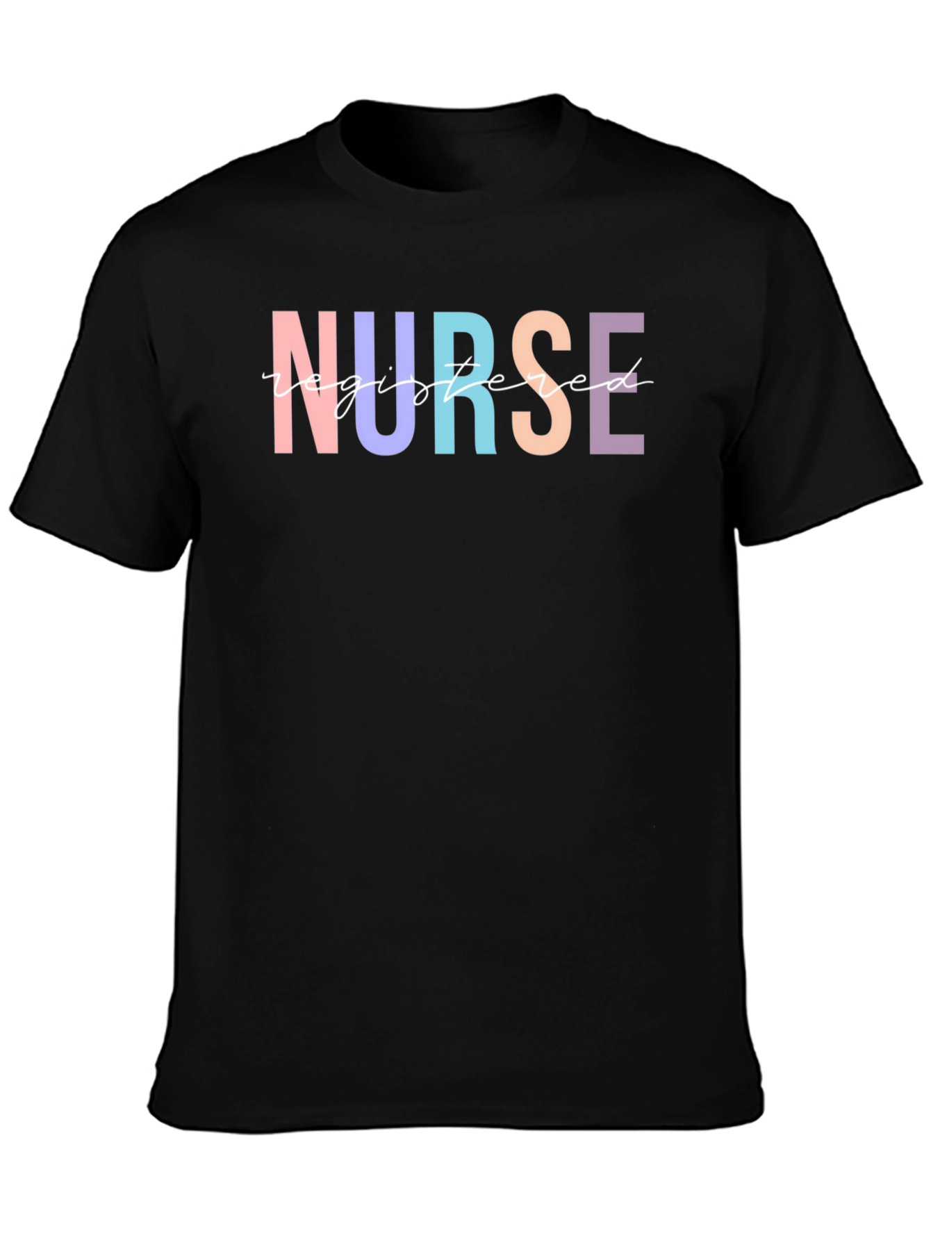 Black Registered Nurse Colorful Graphic T-Shirt view 3