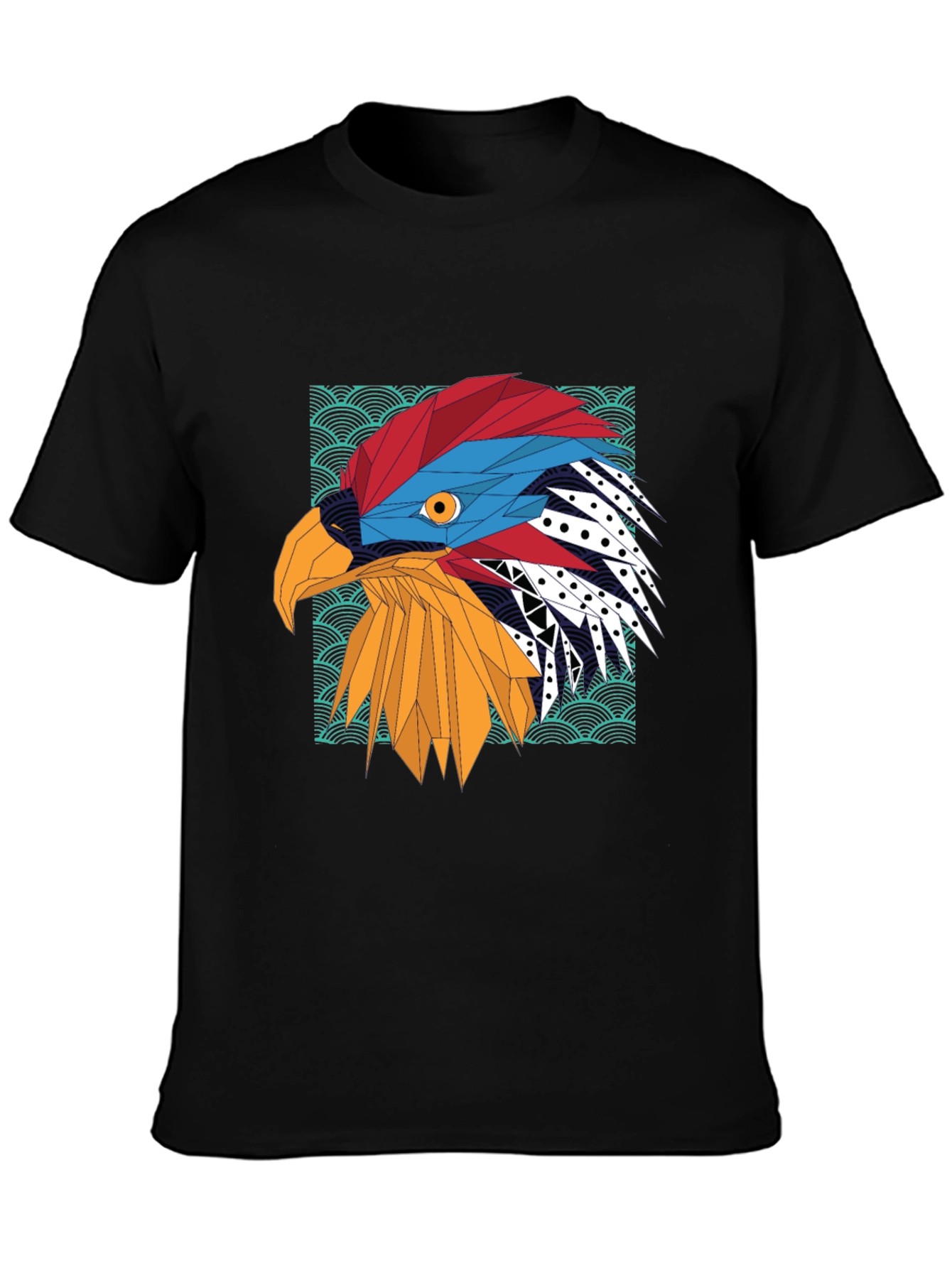 Black Geometric Eagle Graphic Tee - Stylish Men's T-Shirt view 3