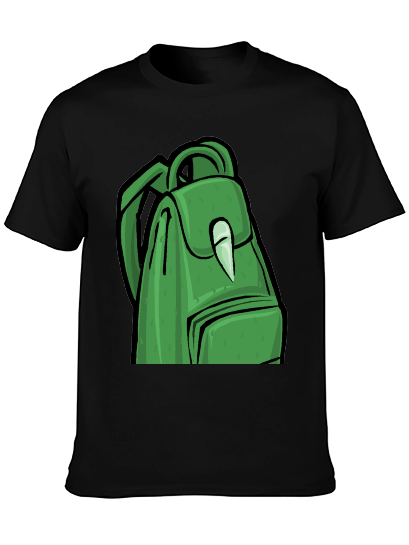 Black Green Backpack Graphic T-Shirt - Trendy Style view 3