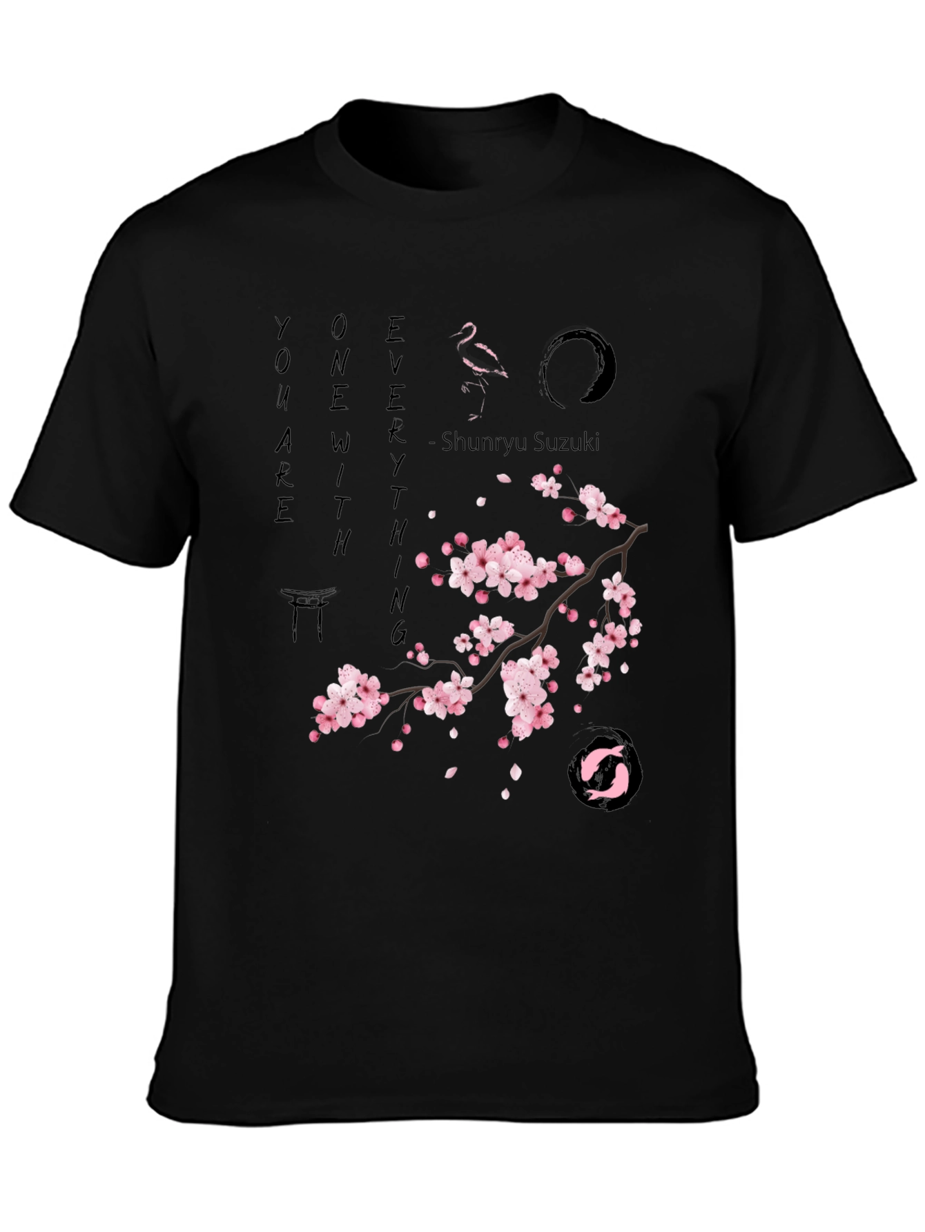 Black Zen Cherry Blossom Graphic T-Shirt - Unisex view 3