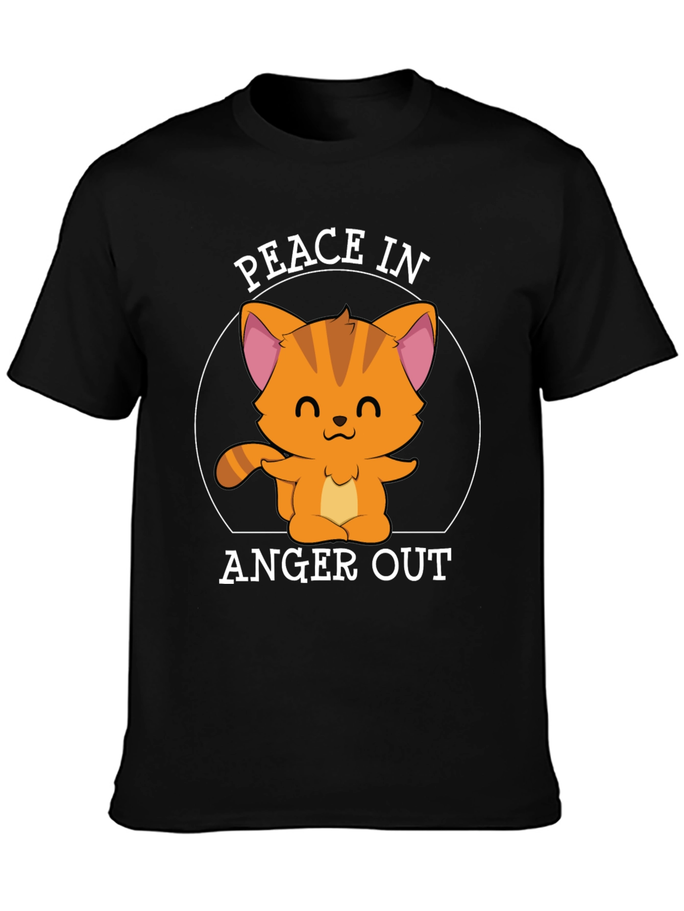 Black Peace In Anger Out Cat T-Shirt view 3