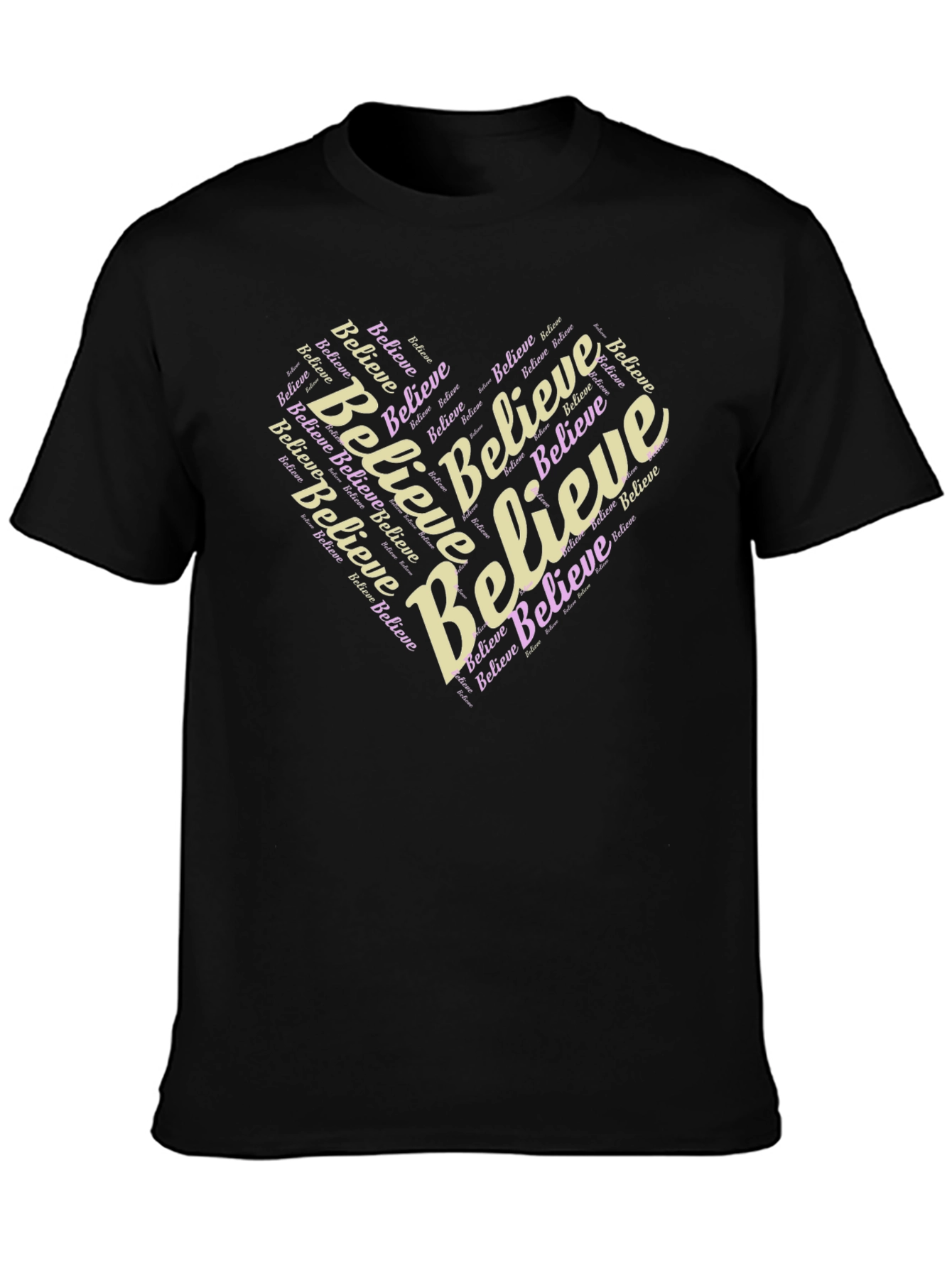 Black Believe Heart Graphic Black T-Shirt view 3