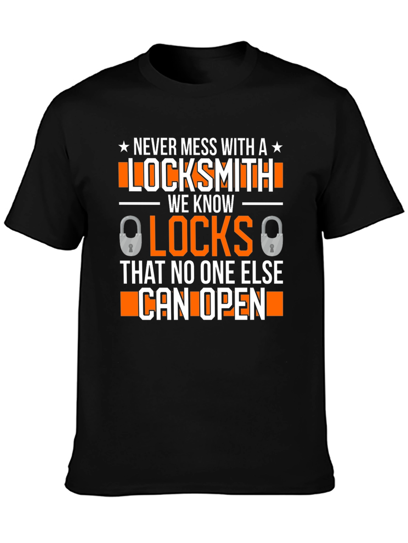 Black Locksmith Graphic T-Shirt - Never Mess With a Locksmith! view 3