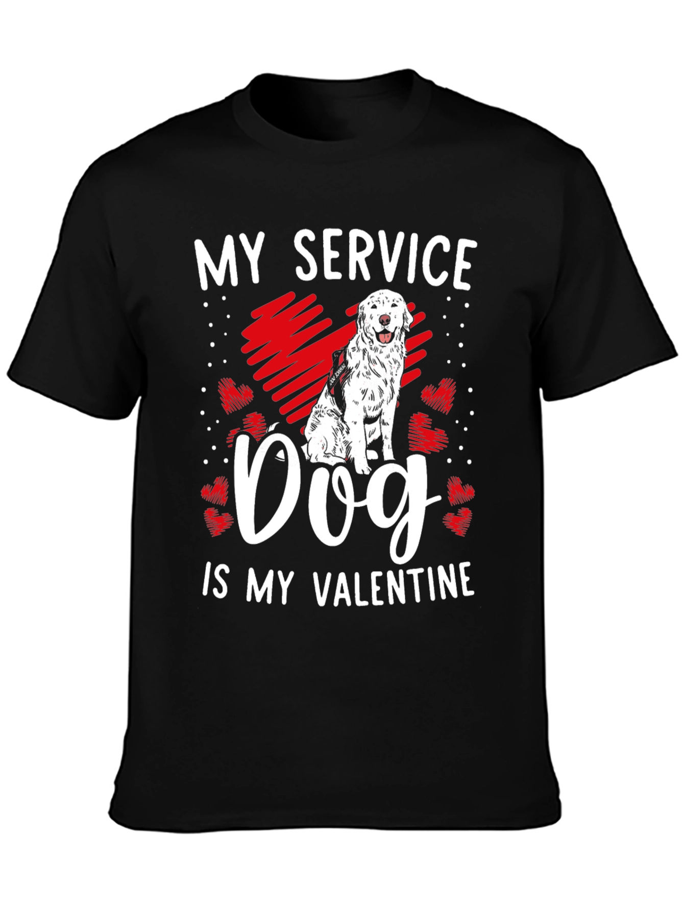 Black My Service Dog is My Valentine Graphic Tee view 3