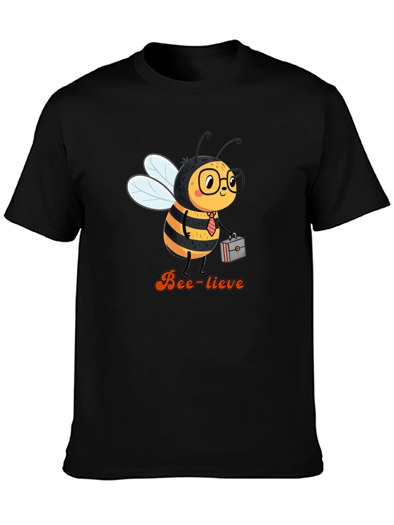 Black Bee-lieve Graphic Tee - Black Cotton T-Shirt view 3