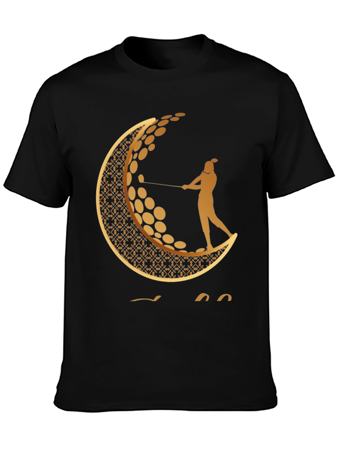 Black Golf Moon Tee - Unique Graphic Print Shirt view 3