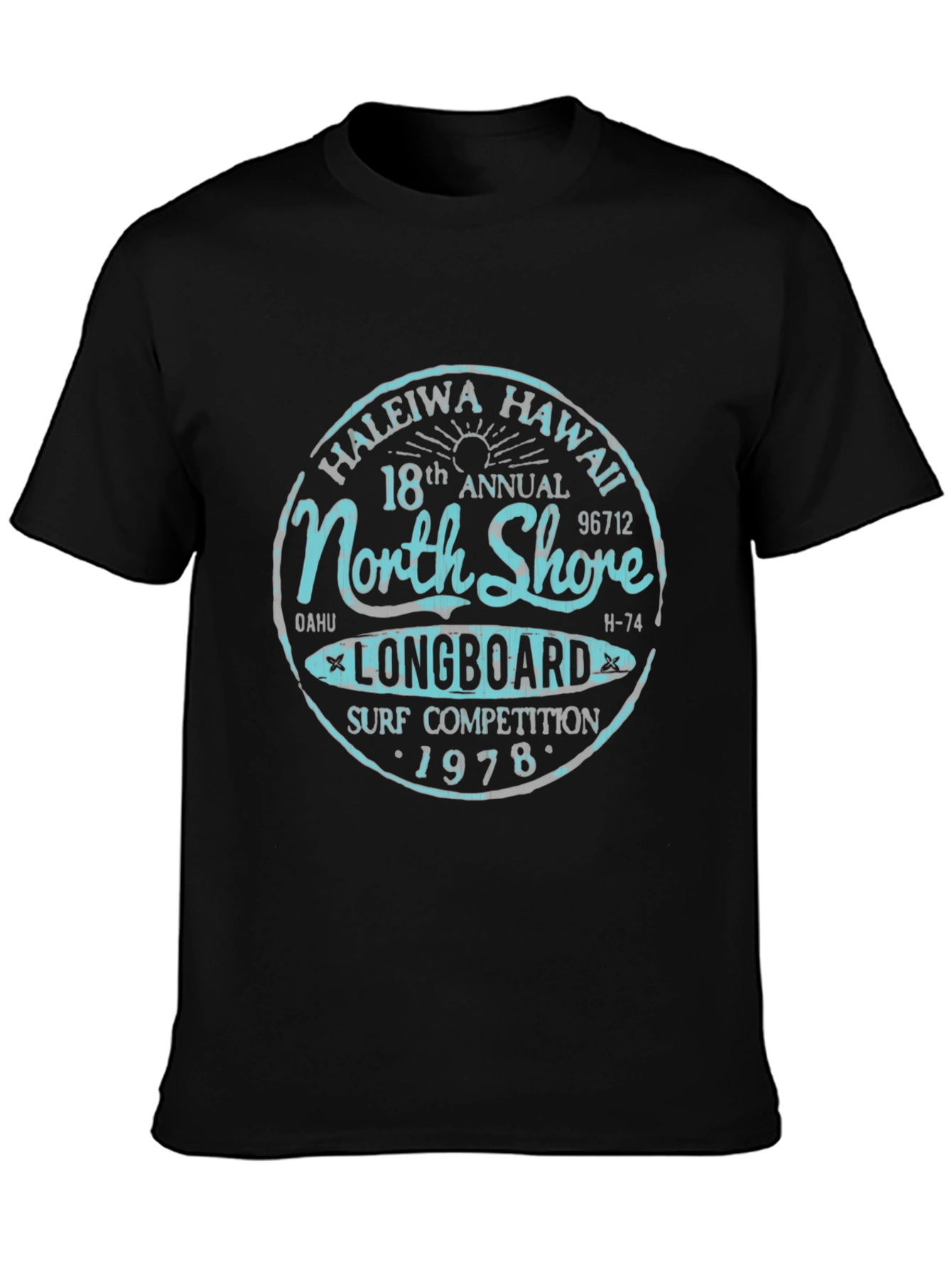 Black North Shore Longboard Surf Competition 1978 T-Shirt view 3