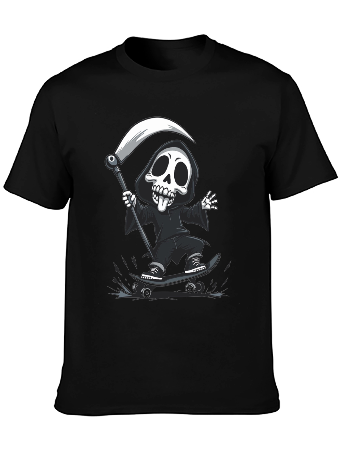 Black Skateboarding Grim Reaper Black T-Shirt view 3