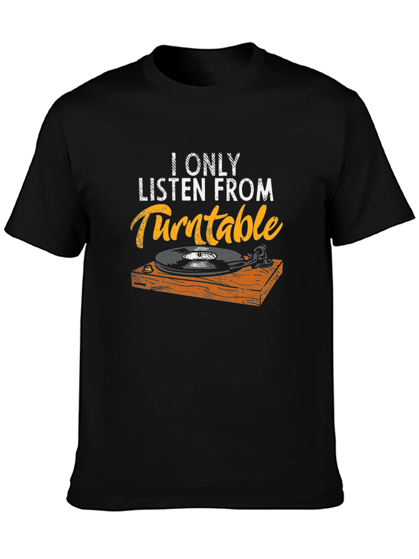 Black Turntable Music Lover Graphic Tee - Retro Style view 3