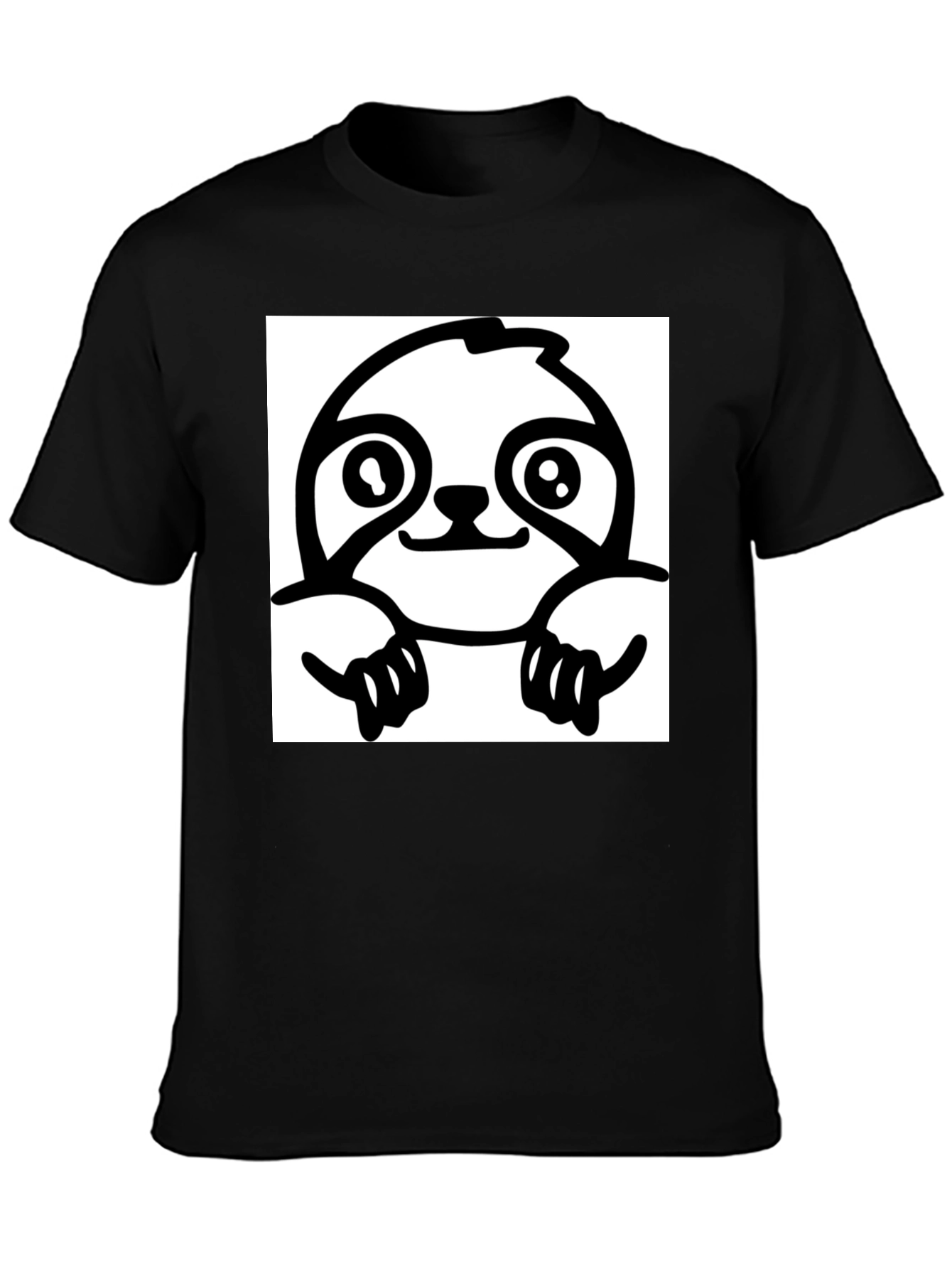Black Sloth Graphic Tee - Black Cotton T-Shirt view 3