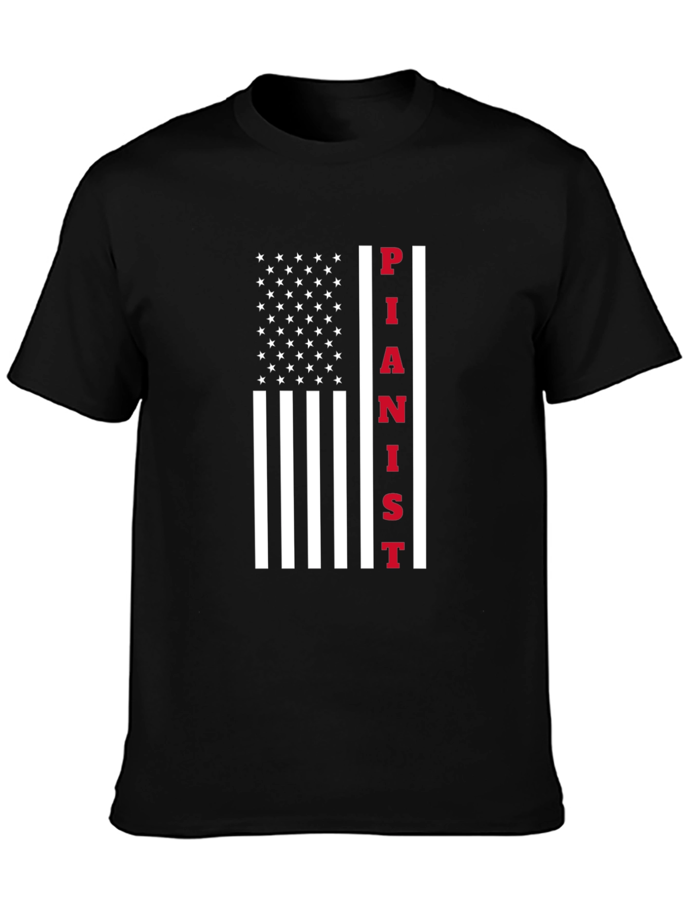 Black Pianist American Flag Graphic T-Shirt view 3