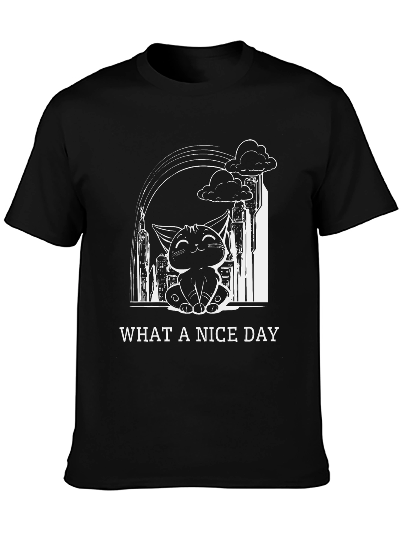 Black Nice Day Cat Graphic T-Shirt - Soft Cotton Blend view 3