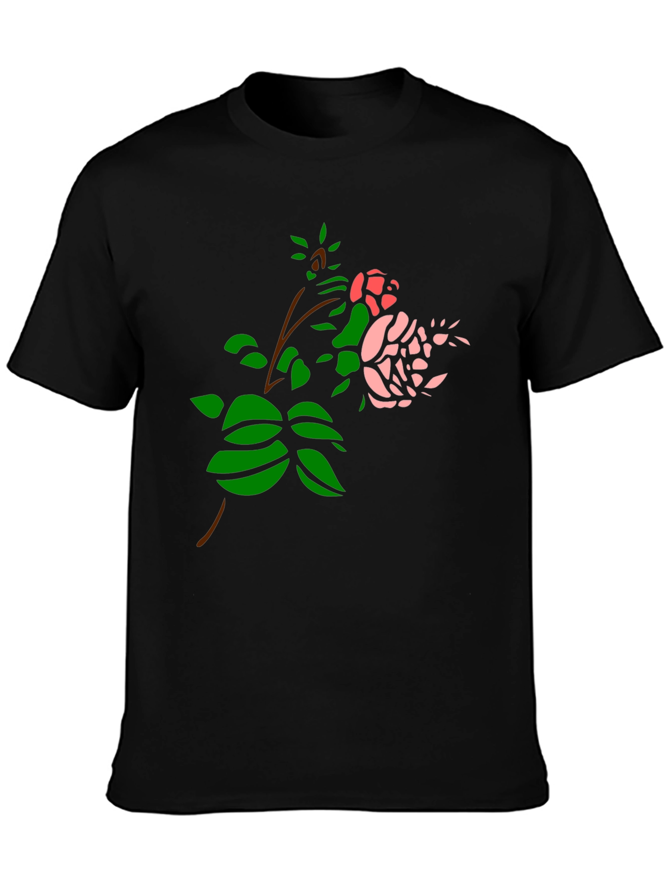 Black Black T-Shirt with Rose Design view 3