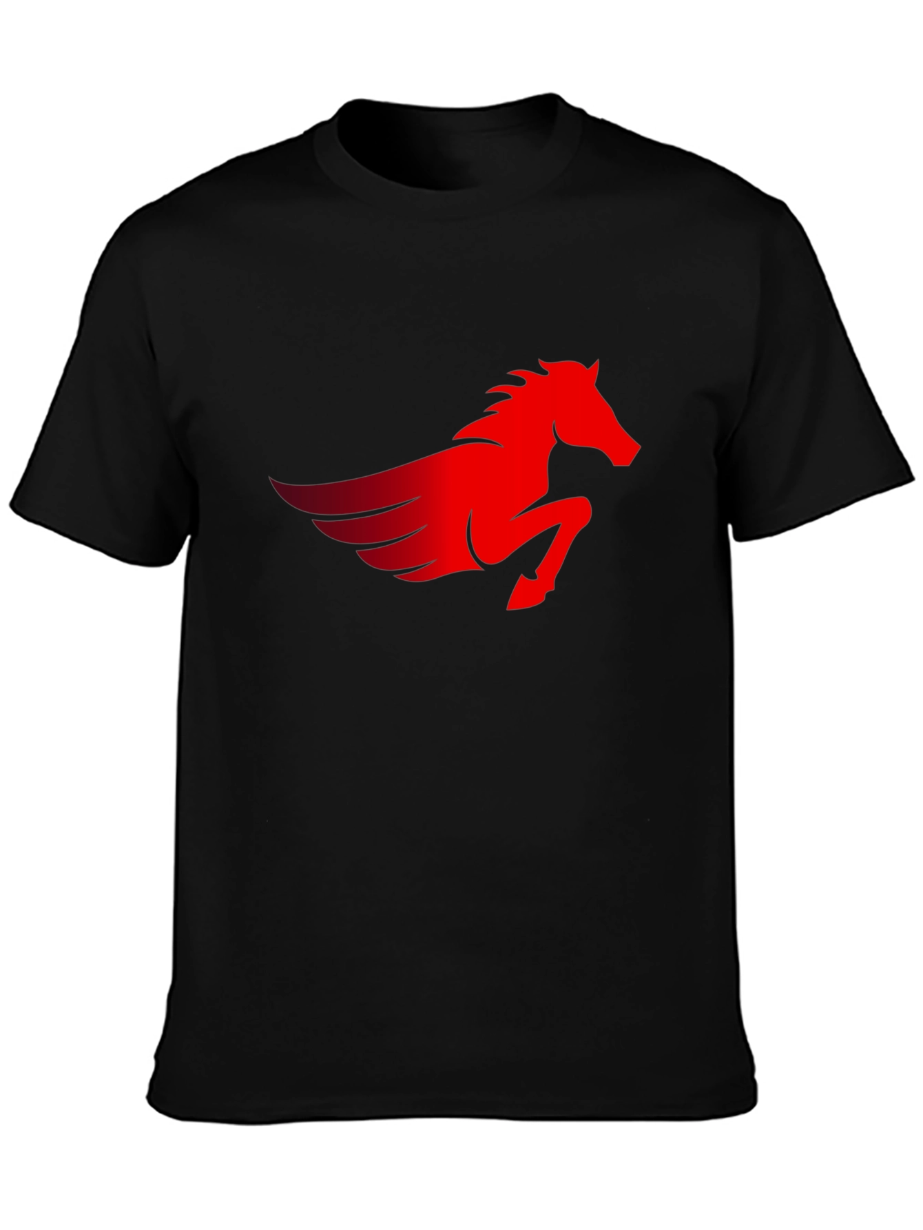 Black Men's Black T-Shirt with Red Pegasus Graphic view 3