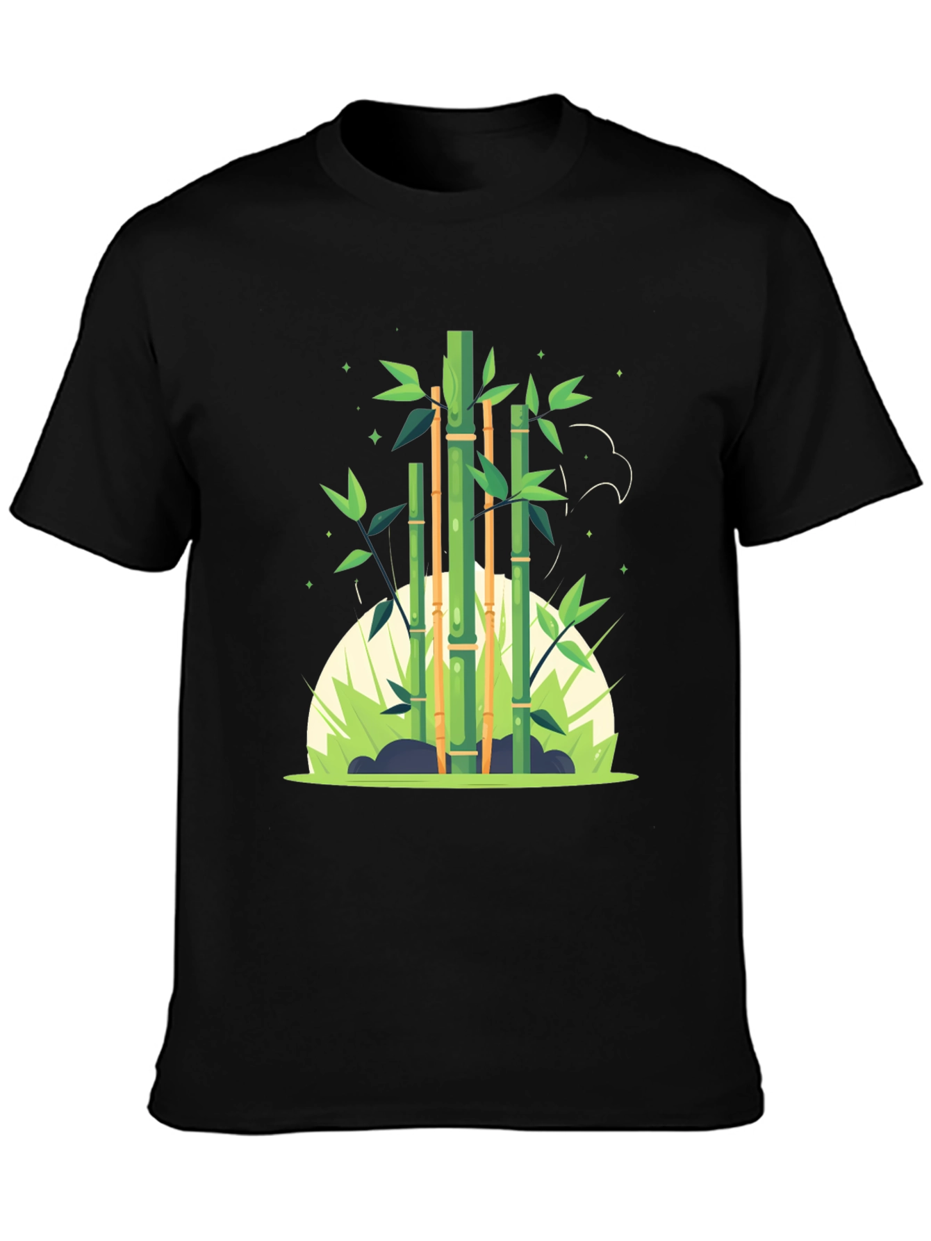 Black Bamboo Graphic Black Tee - Nature Inspired Design view 3