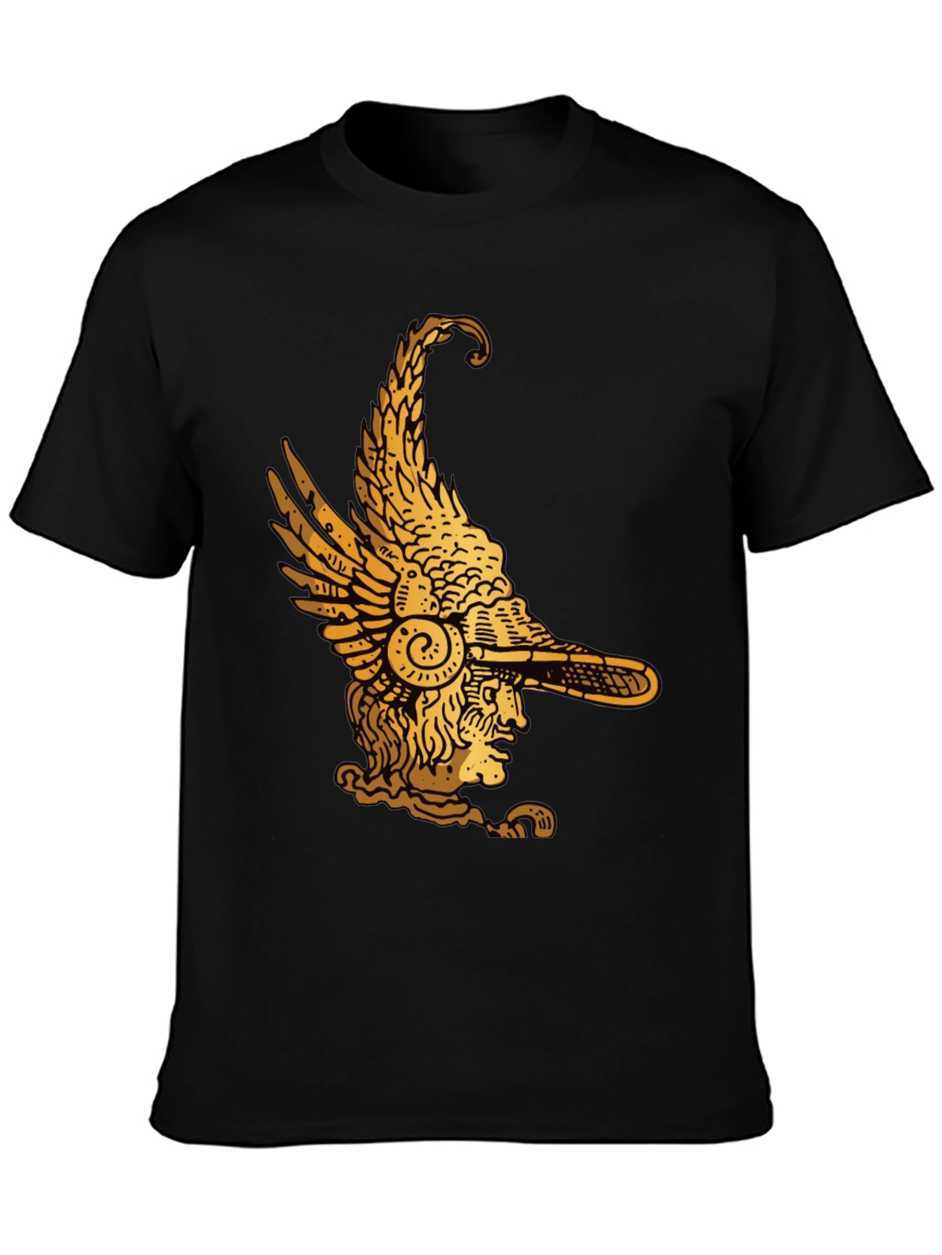 Black Winged Helmet Graphic Tee - Black Cotton view 3