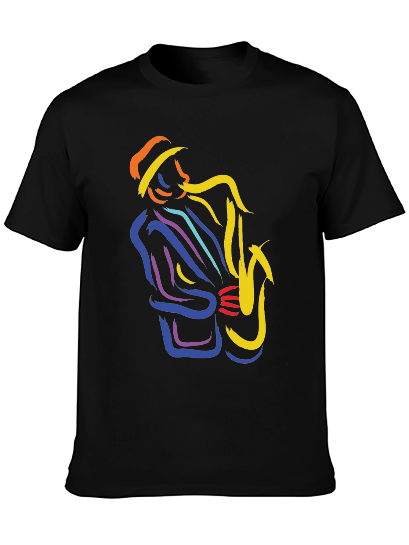 Black Jazz Player Graphic Tee - Stylish Music Lover T-Shirt view 3
