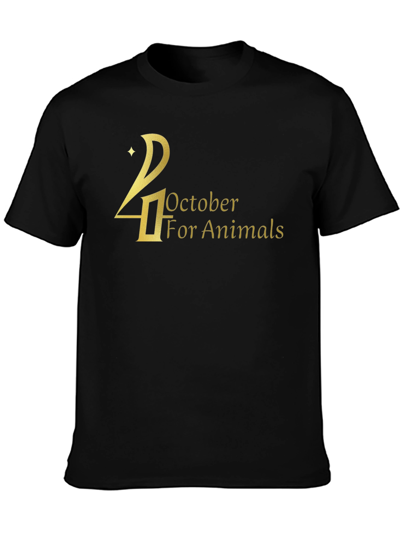 Black 24 October For Animals Black T-Shirt view 3