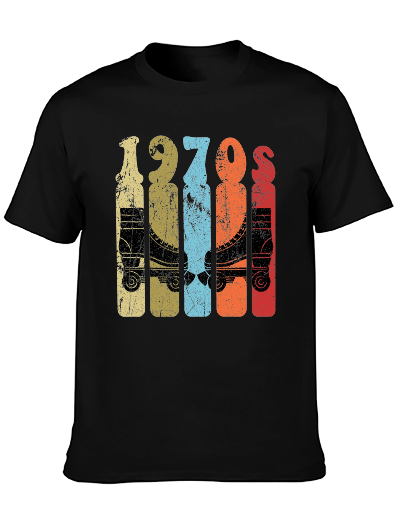Black Vintage 1970s Roller Skate Graphic Tee view 3