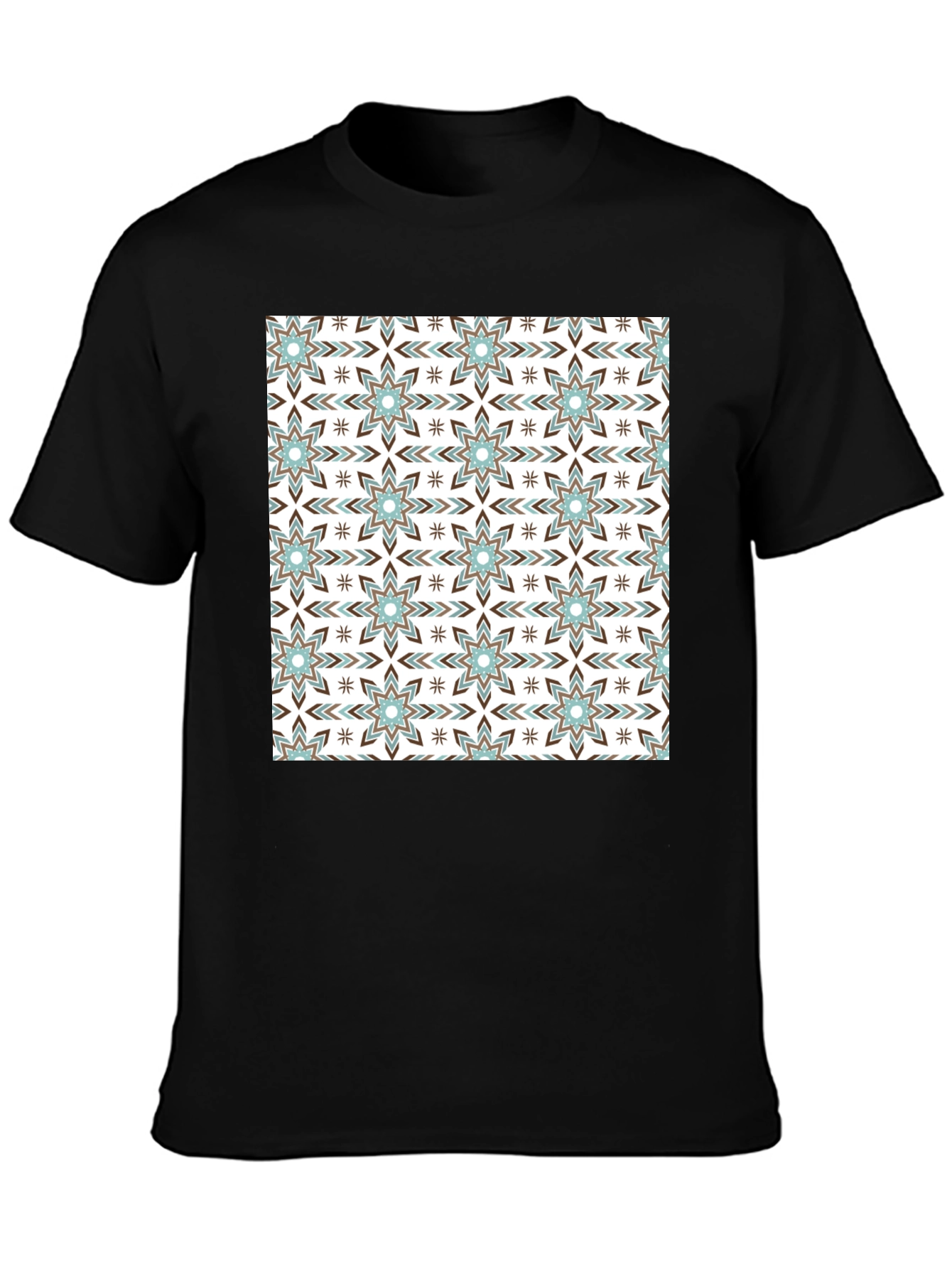 Black Patterned Crewneck T-Shirt view 3