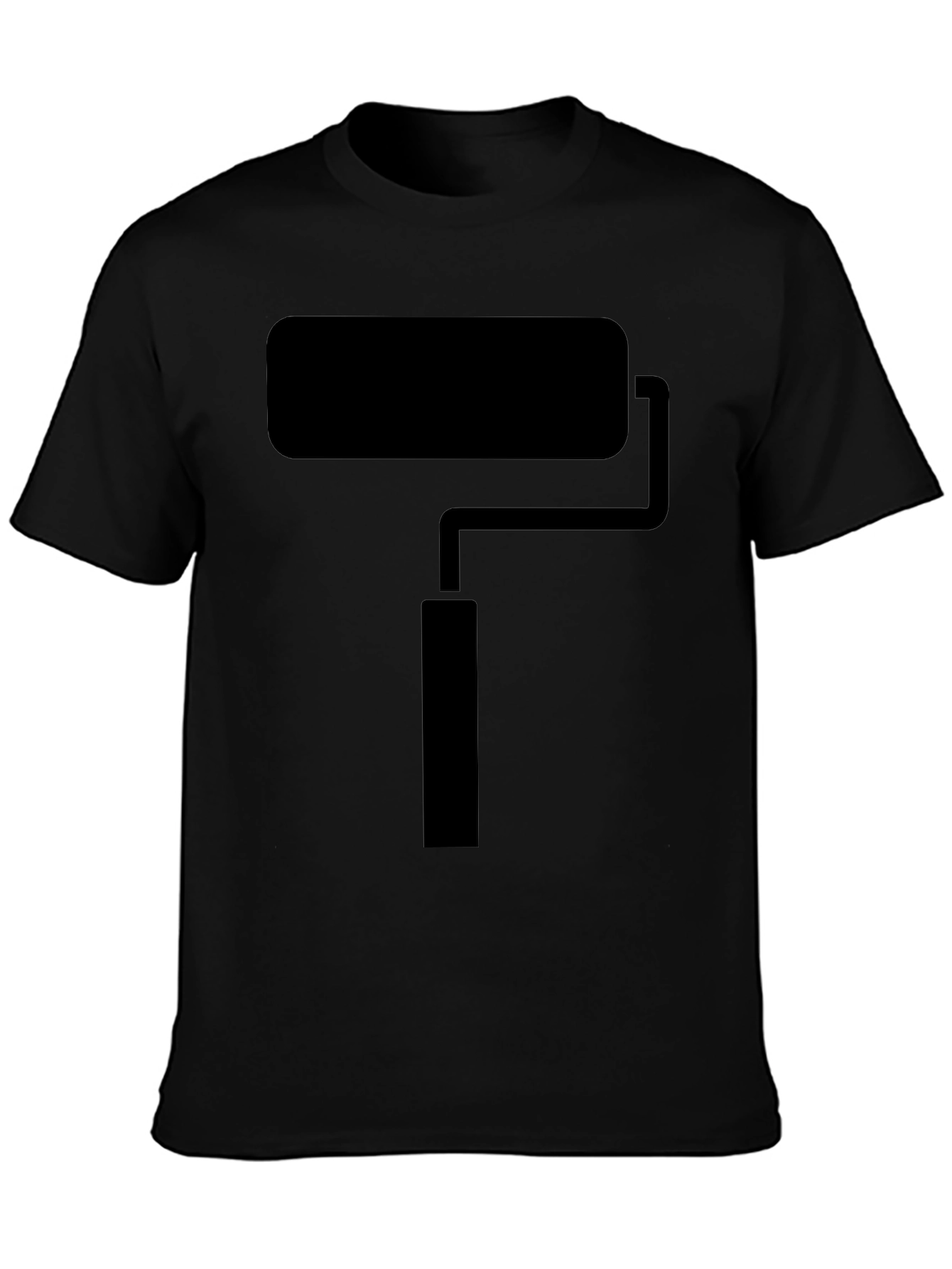 Black Paint Roller Graphic Tee - Black Crew Neck T-Shirt view 3
